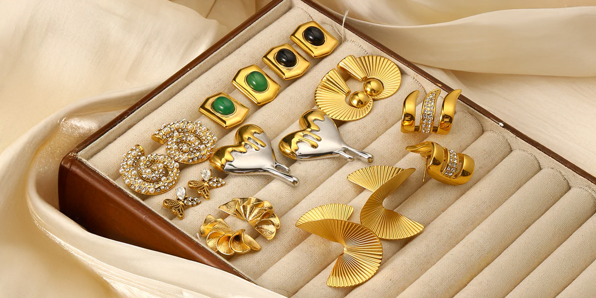Gold Plated Earring Types in Pakistan - SHop Dangles, Hoops, Studs Online at Mithra and Co Official