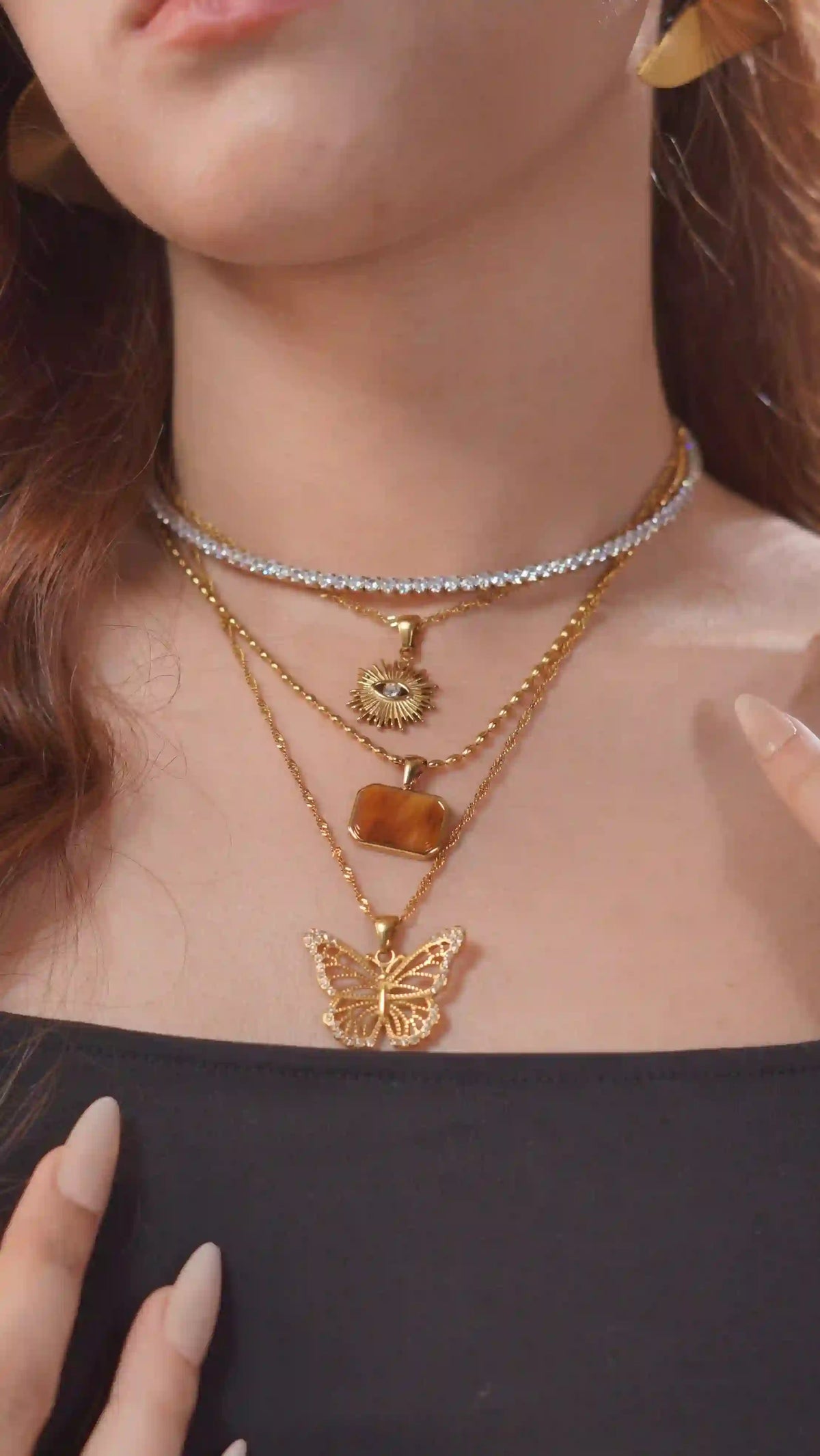 GIrl wearing Tennis Necklaces Pakistan Shop Online at Mithra and Co Official