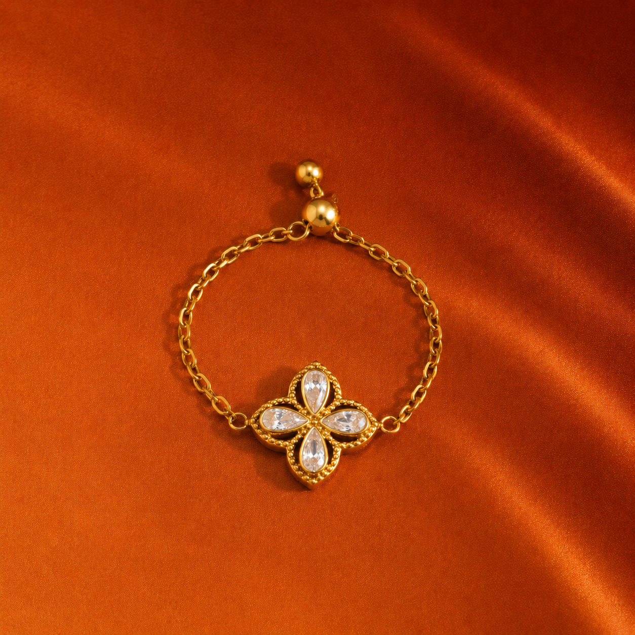 Quatrefoil Clover Chain Ring