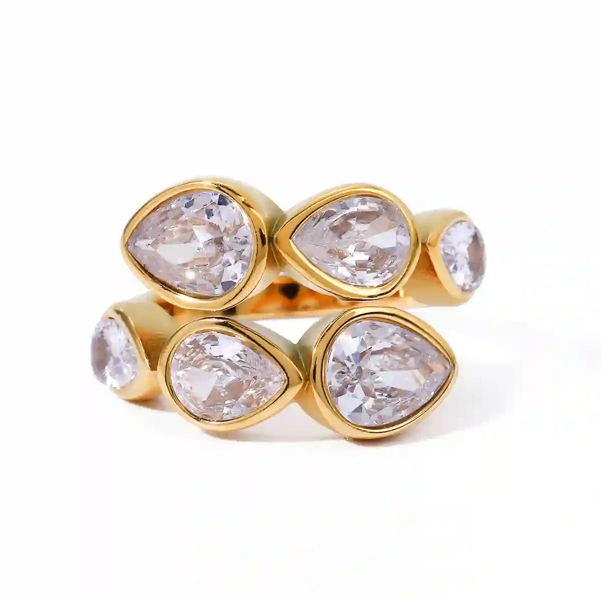 Shop Engagement Ring Cubic Zirconia - Celestia. 18k Gold Plated at Mithra and Co.