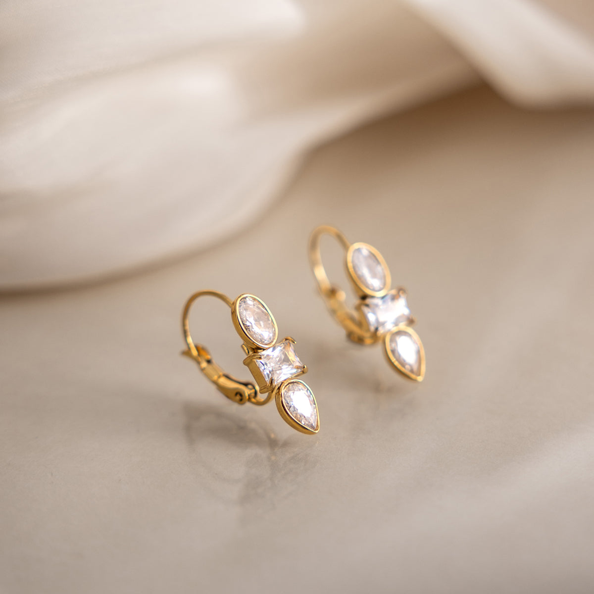 Trio Drop Huggie Earrings