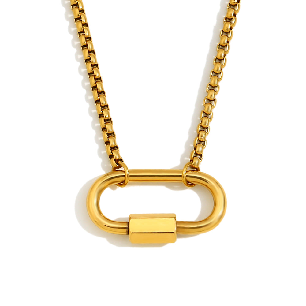 Shop Carabiner Lock Necklace. 18k Gold Plated at Mithra and Co.