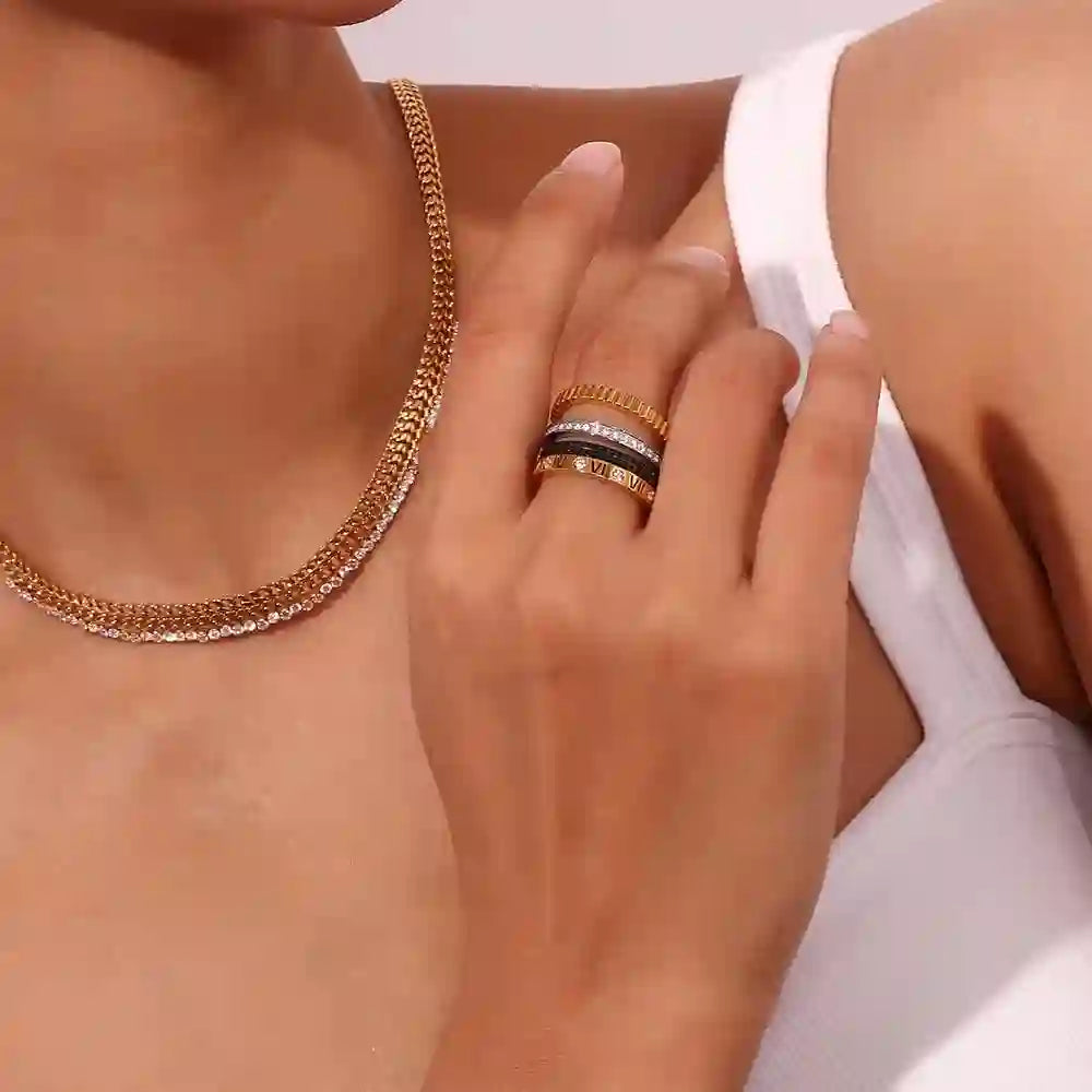 Girl wearing Garland - 18k Gold Plated Chain Necklace. Shop at Mithra and Co.
