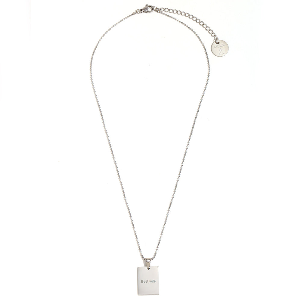 18k Gold plated Custom Square Silver Pendant – Personalized with Laser Engraving Shop Online - Mithra & Co