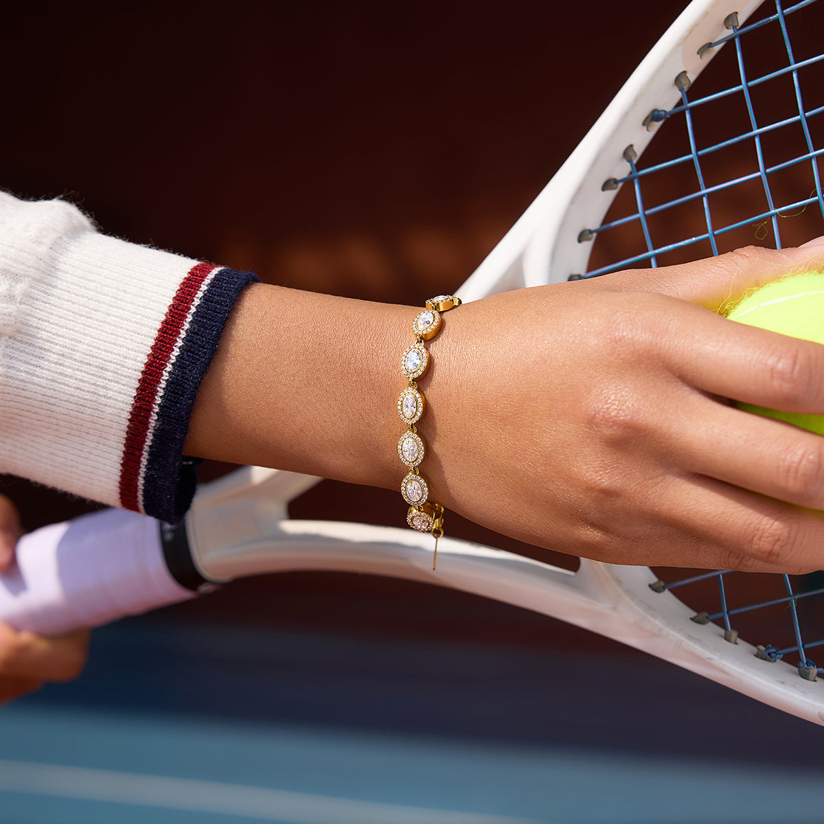 Oval Halo Tennis Bracelet