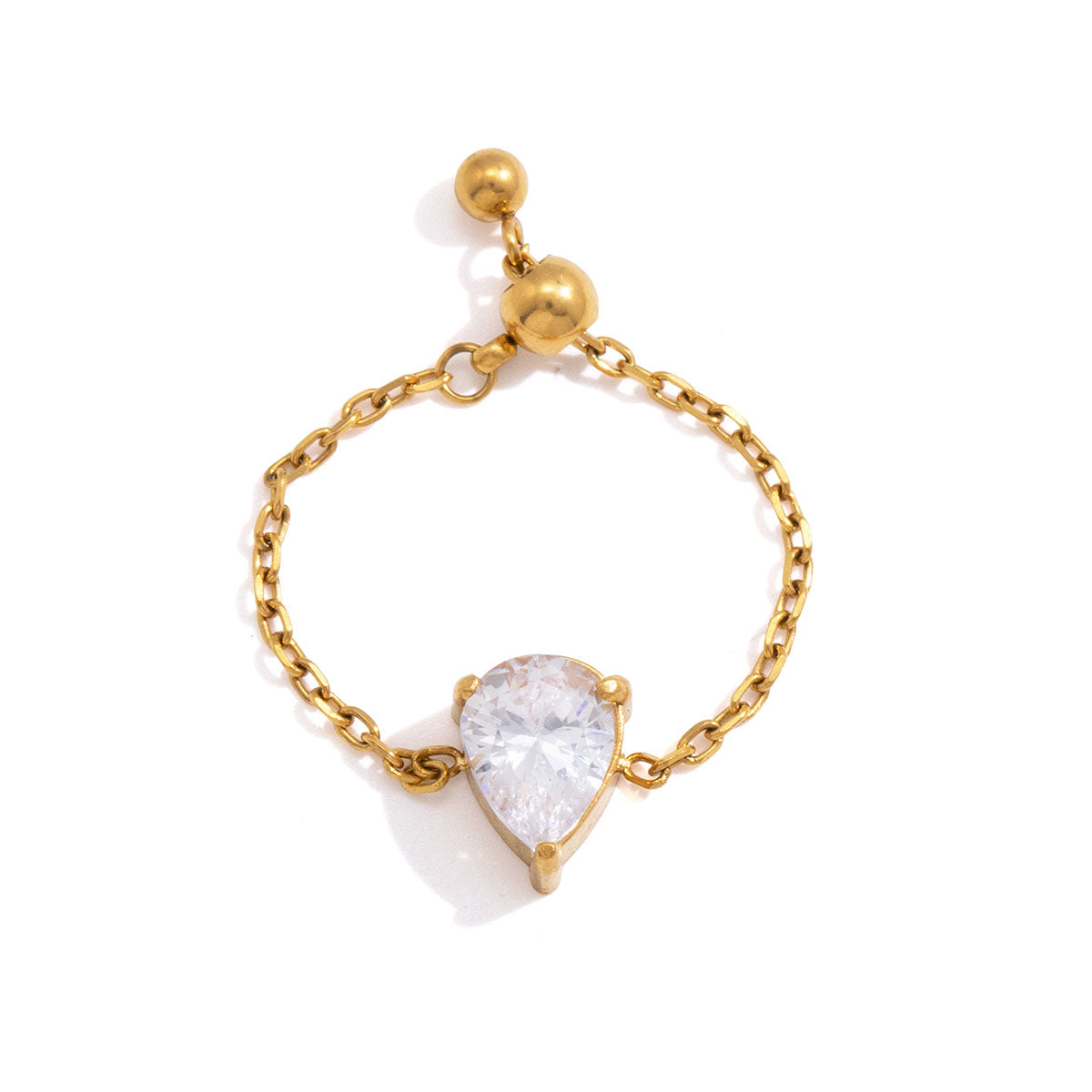 Solitaire Teardrop Chain Ring