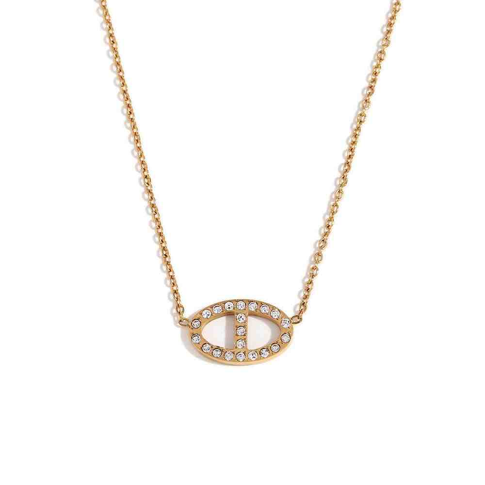 Studio Shot of Dream Necklace - Shop 18k Gold Plated Zircon-Encrusted Oval Station Pendant online at Mithra and Co.