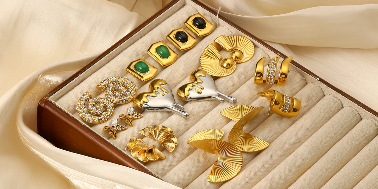 Gold Plated Earring Types in Pakistan - SHop  Dangles, Hoops, Studs Online at Mithra and Co Official