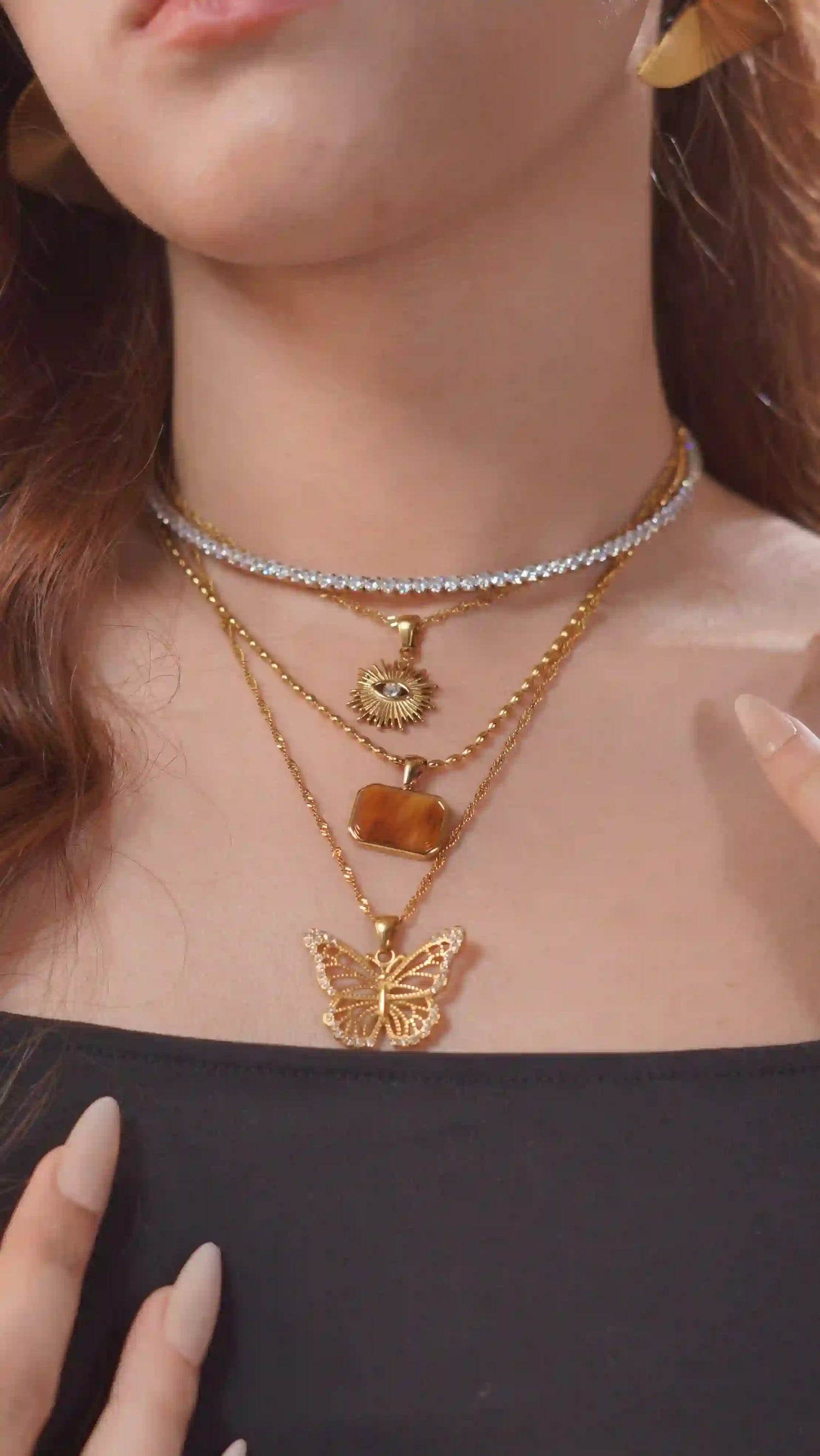 GIrl wearing Tennis Necklaces Pakistan Shop Online at Mithra and Co Official