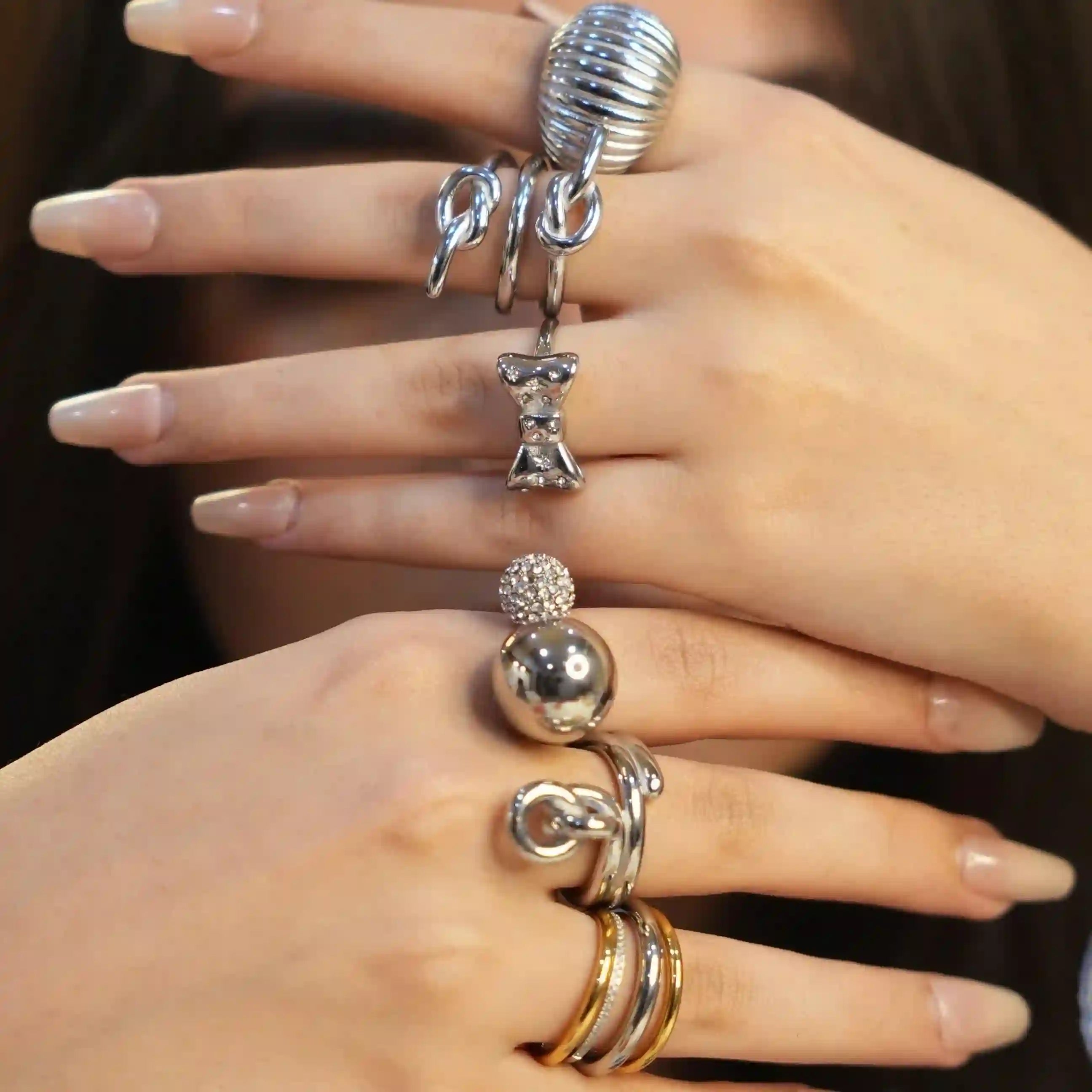 Wearing Sterling Silver Plated Rings. Shop Online at Mithra and CO.