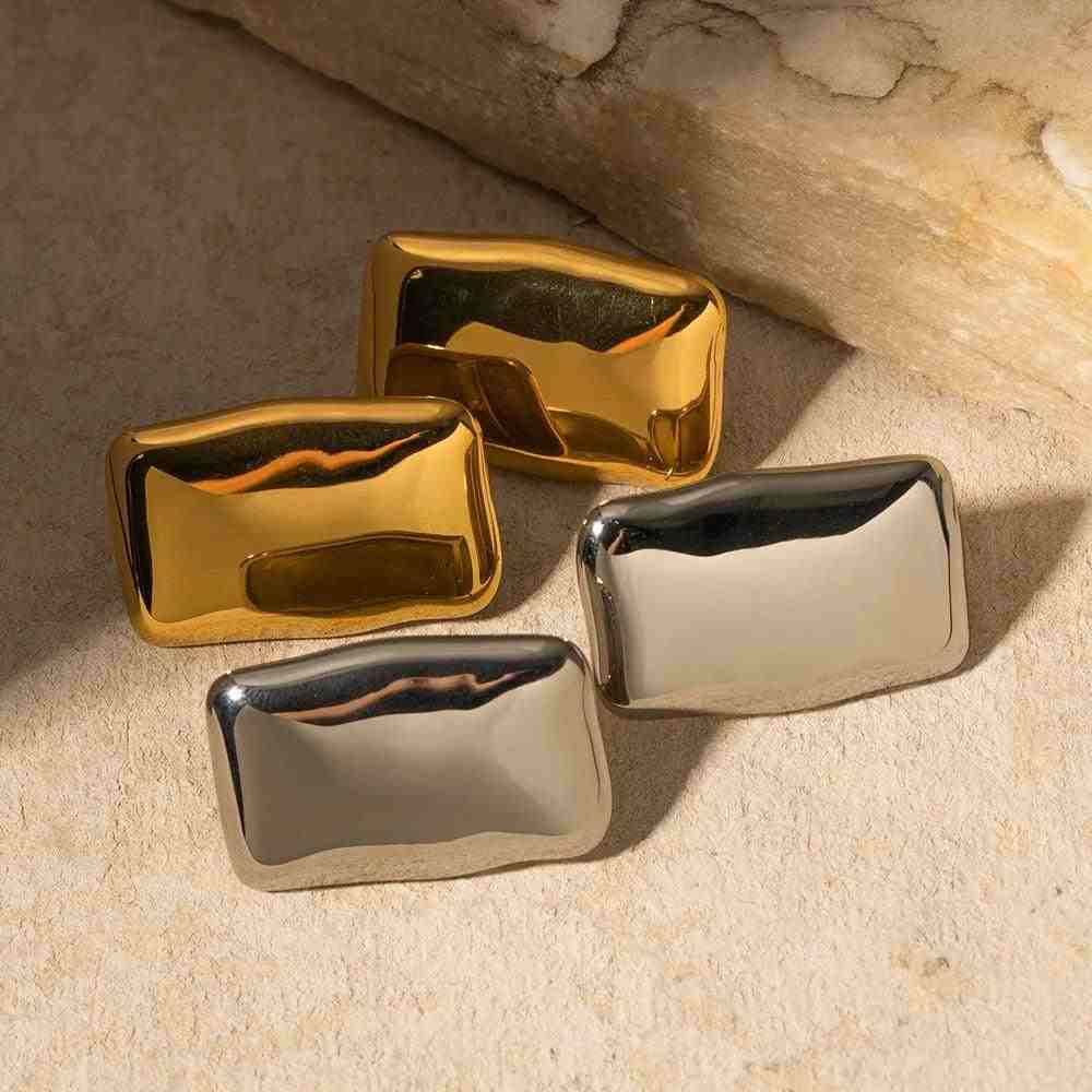 Shop 18k Gold Plated and 925 silver plated Rectangular Stud Earrings - Pharaoh Gold.