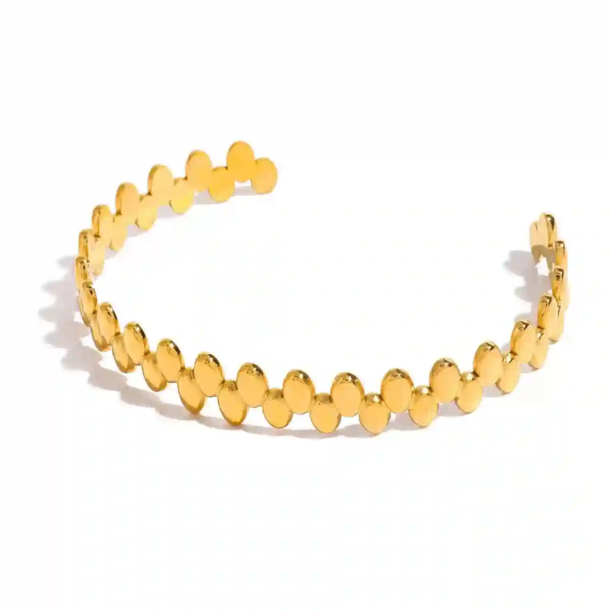 Essential Buff Bangle - 18k Gold Plated Open Bracelet. Buy Now at Mithra and Co.
