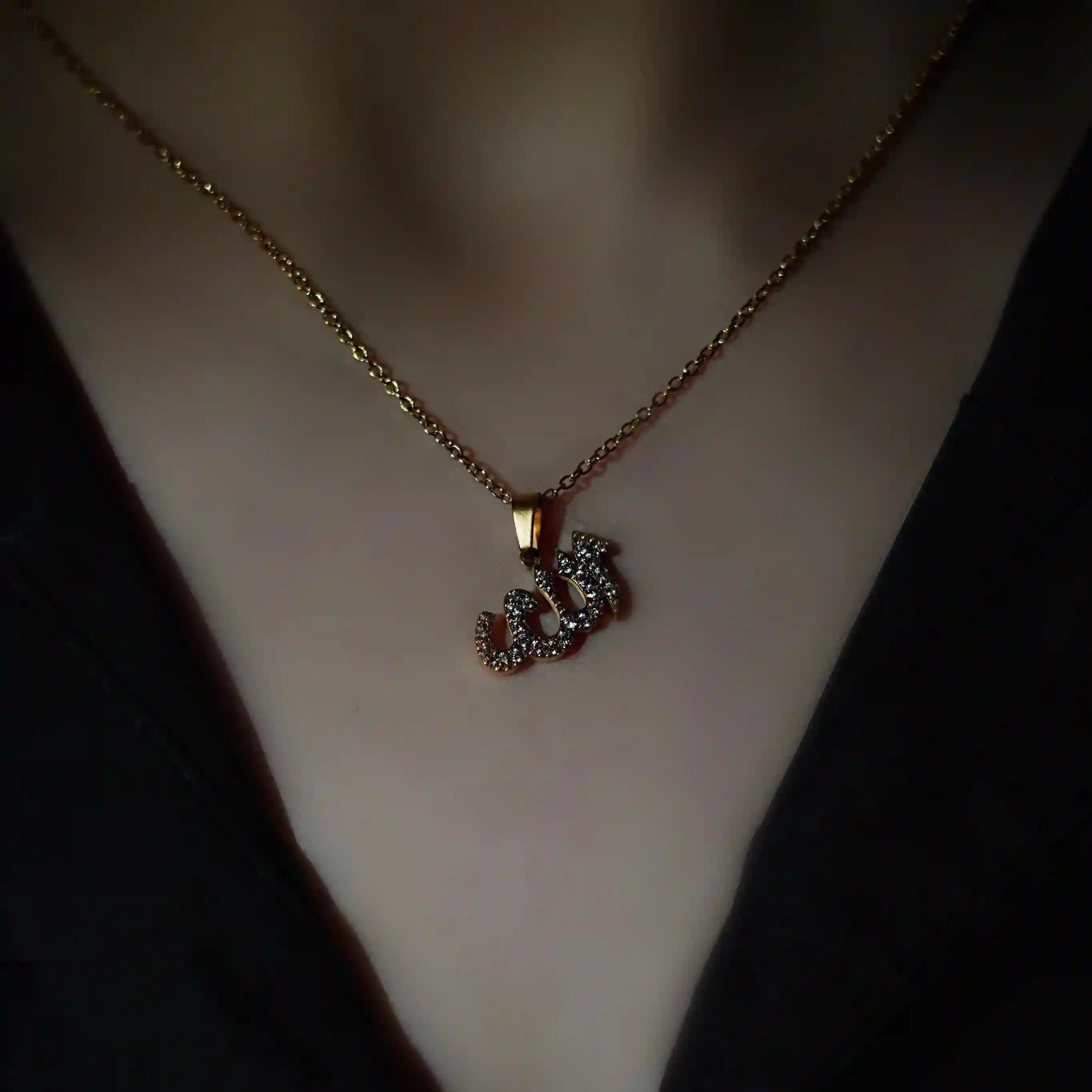 Buy Waterproof 18k Gold plated Allah Caligraphy Necklace at Mithra and Co