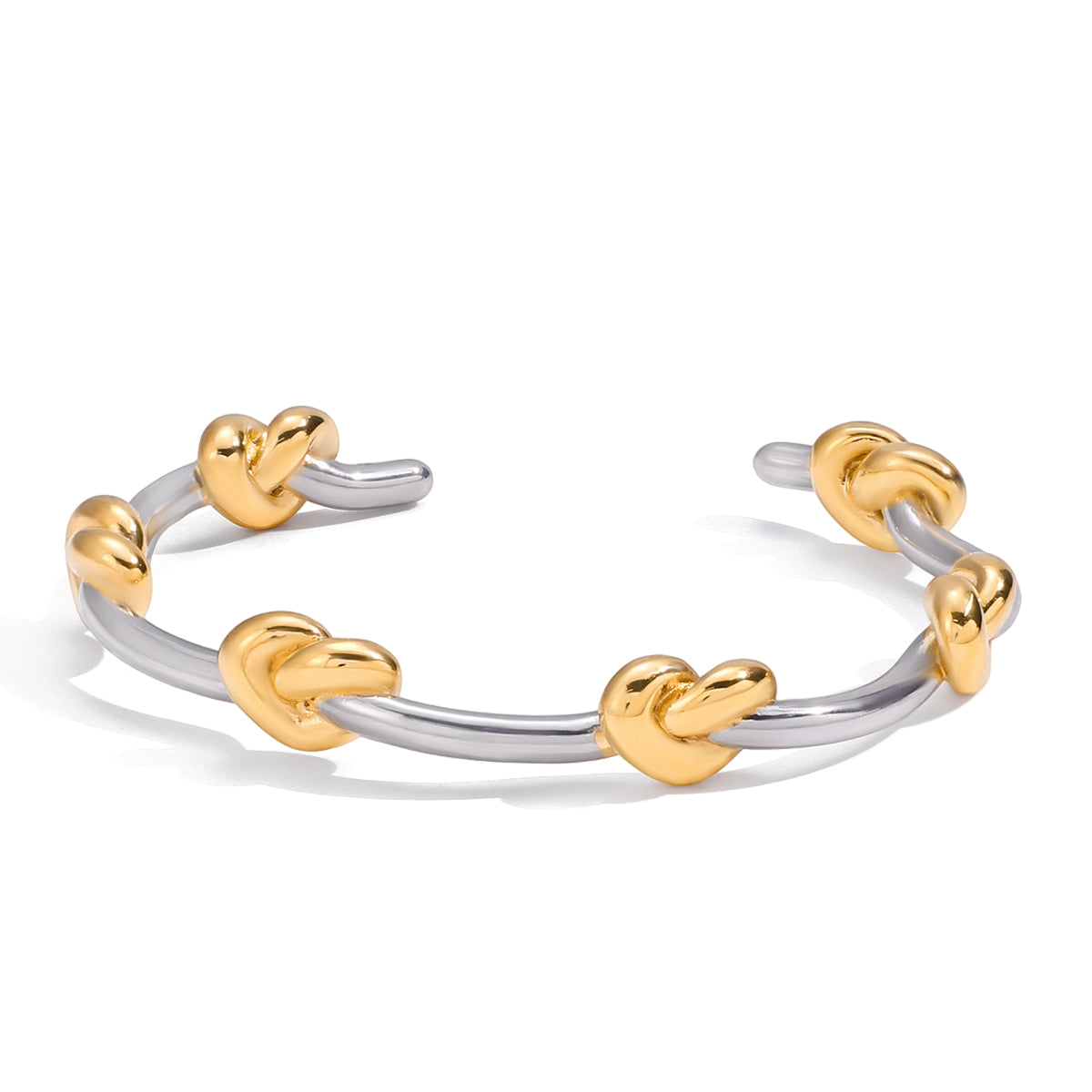 Tarnish free Two-tones 18k gold and silver plated bracelet on a white background