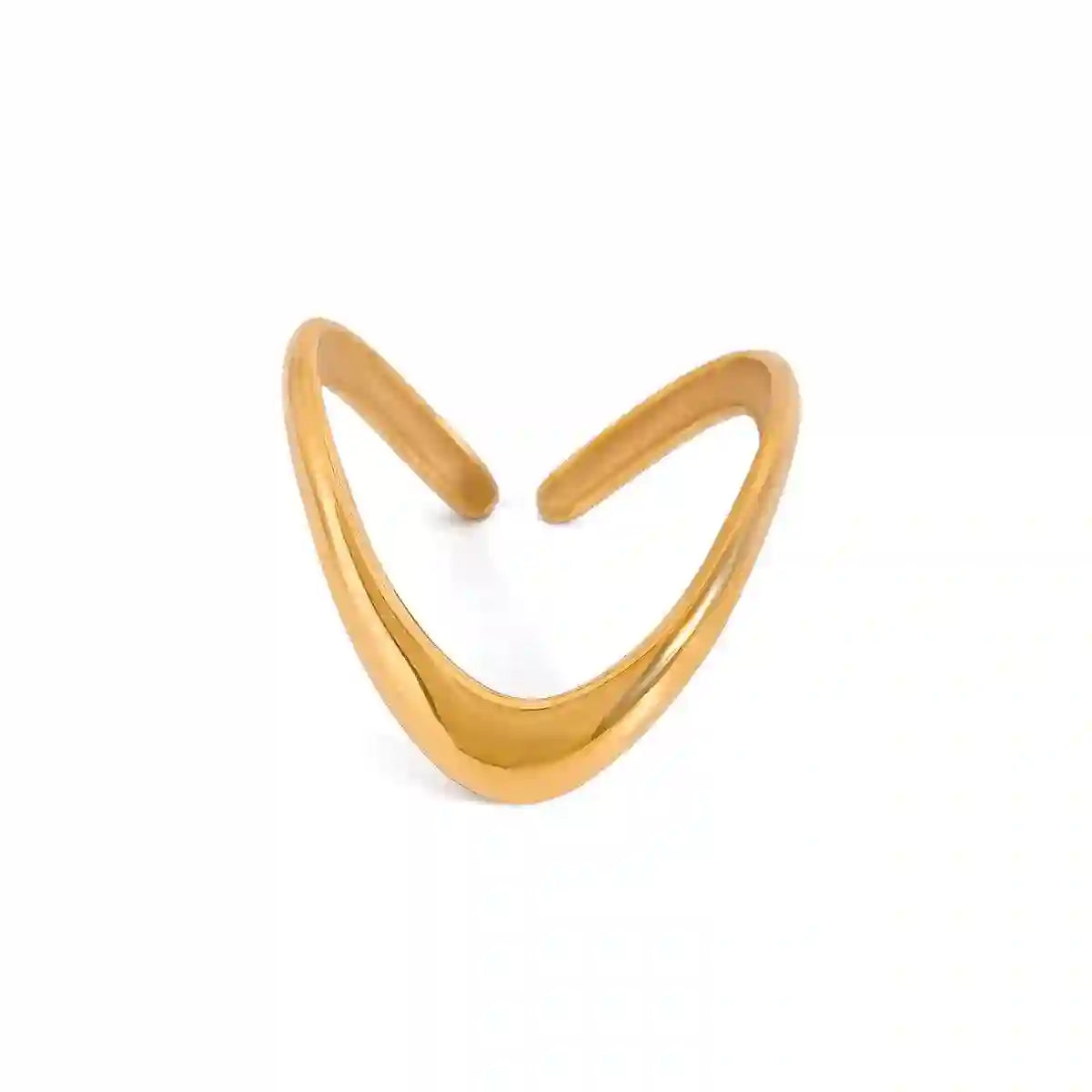 18k gold plated V-Shaped Adjustable Ring Band. Shop online at Mithra and Co.