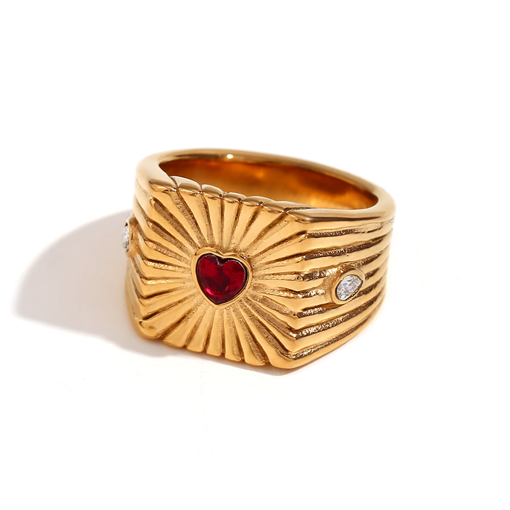 Shop Heart Shape Ruby Ring. Ember Signet. 18k Gold Plated at Mithra and Co. 