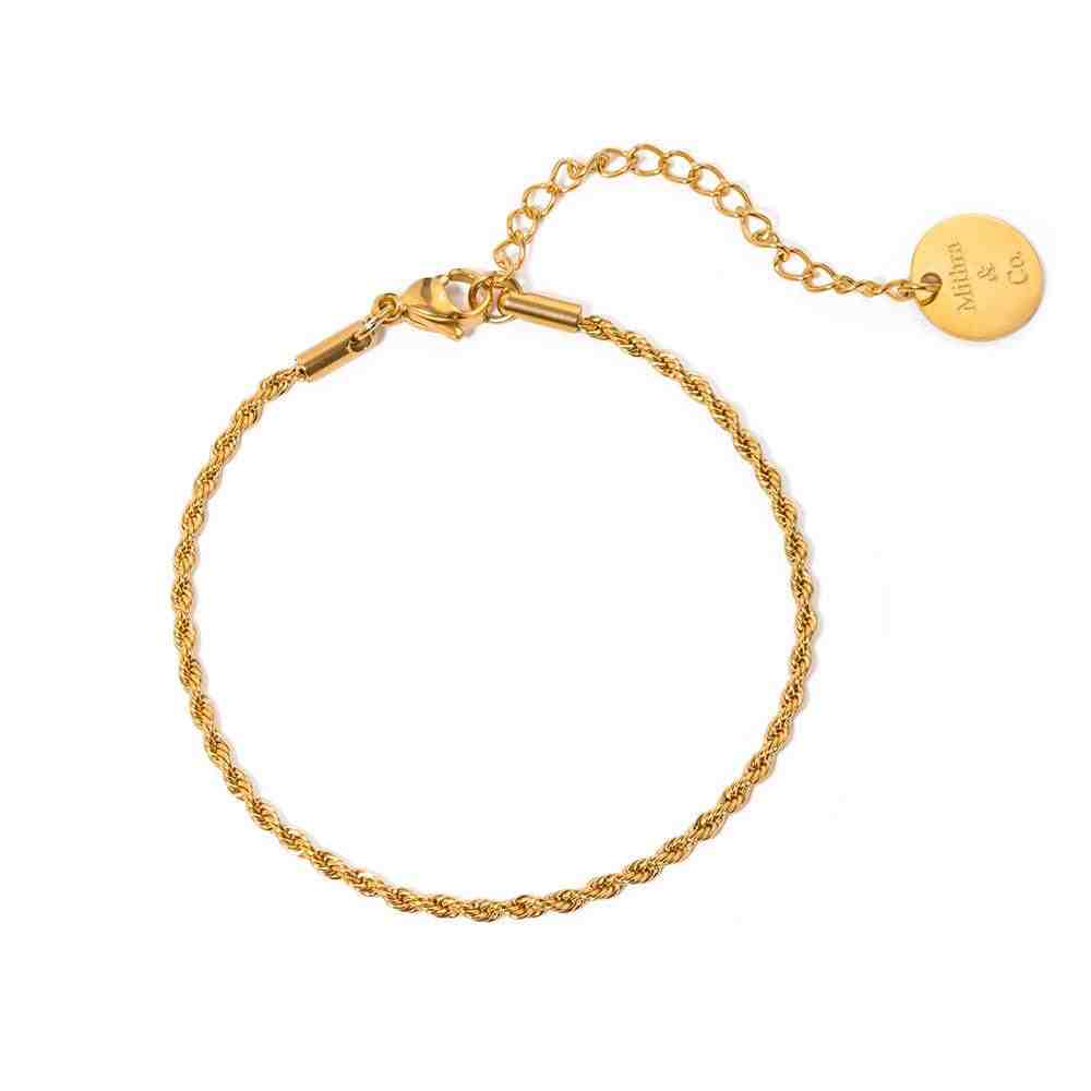 Braid - 18k Gold Plated Twist Chain Bracelet. Shop Online at Mithra and Co.