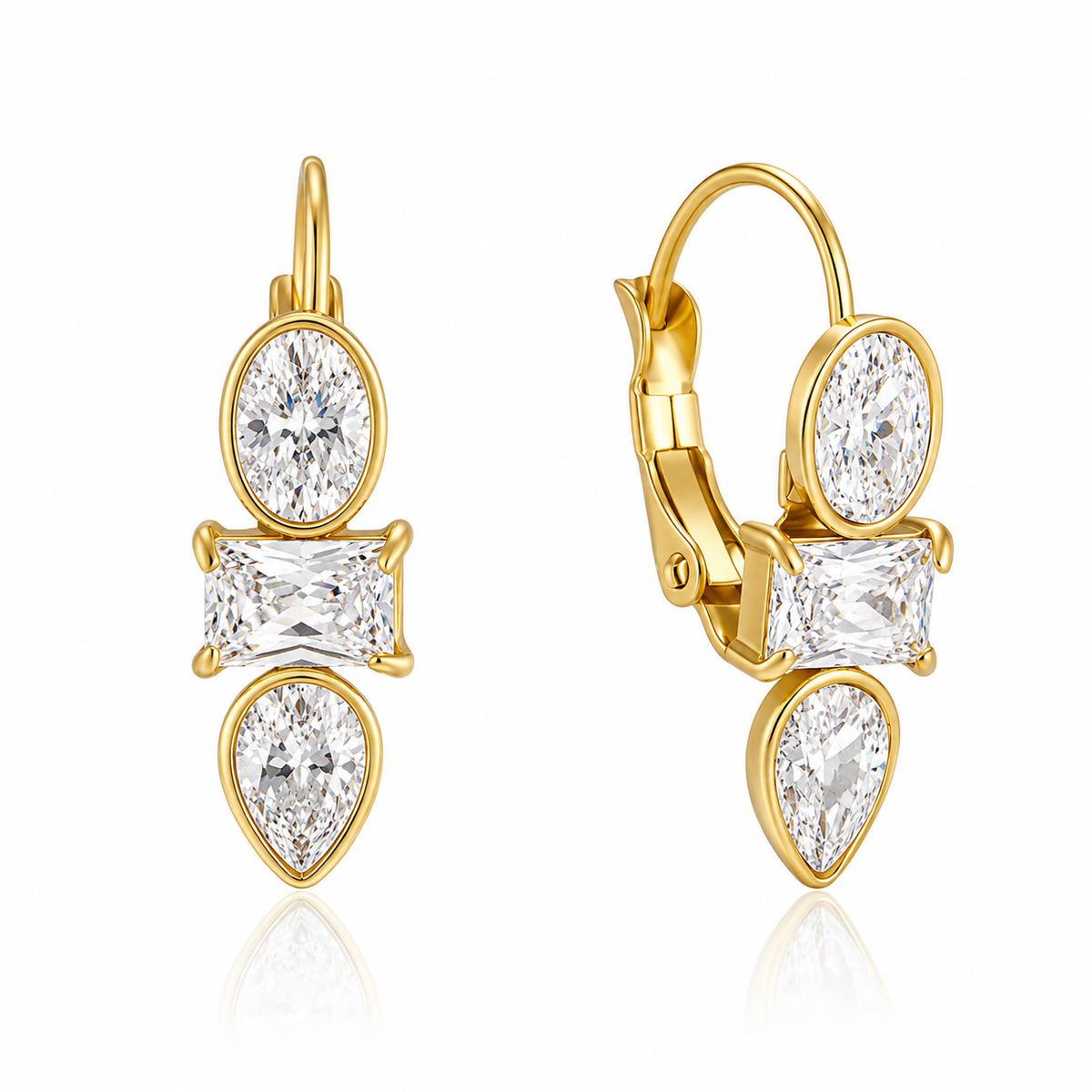 Trio Drop Huggie Earrings