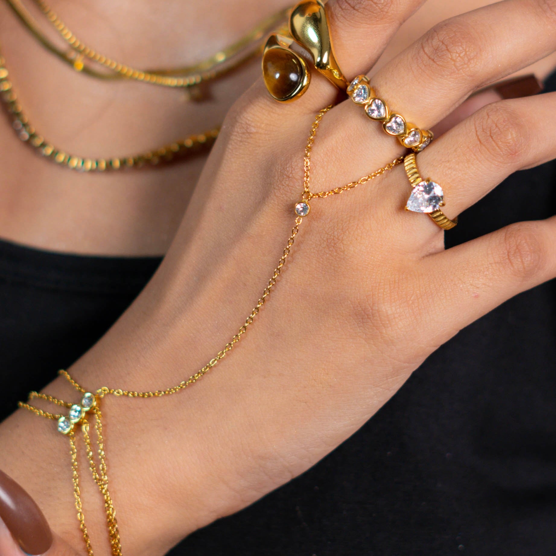 Buy Waterproof 18k Gold plated Bijou Noir Ring at Mithra & Co
