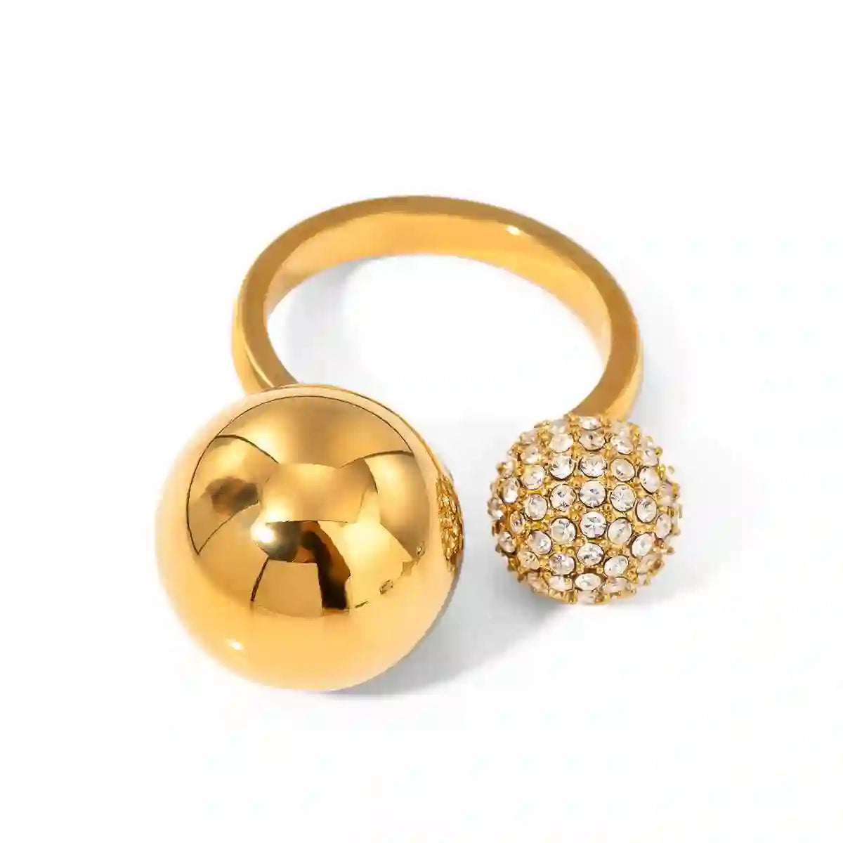 Zenith Sphere Ring - Buy 18k Gold Plated Double Ball Ring Online at Mithra and Co.
