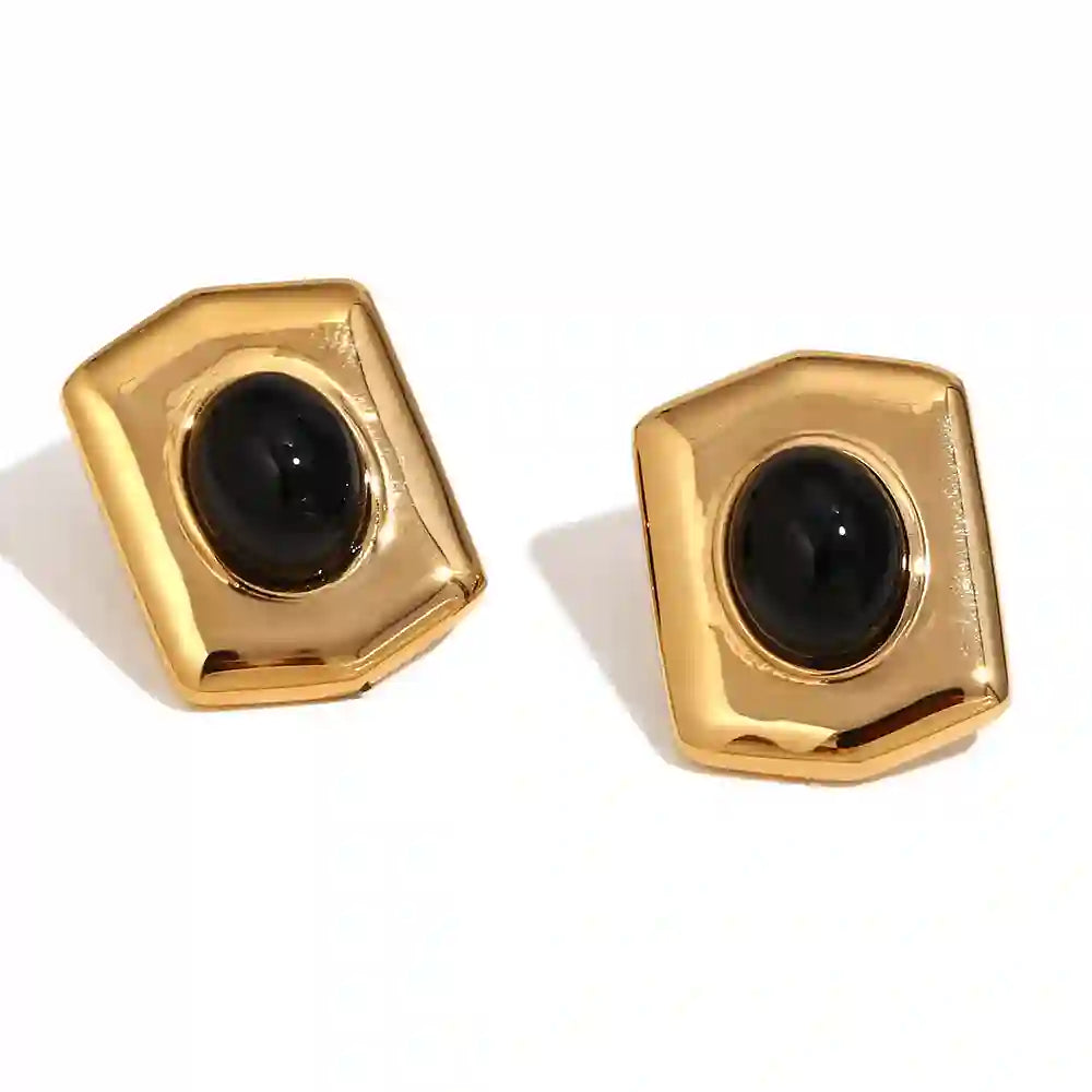Shop Delsey Black - Onyx Earrings 18k Gold Plated at Mithra and Co.
