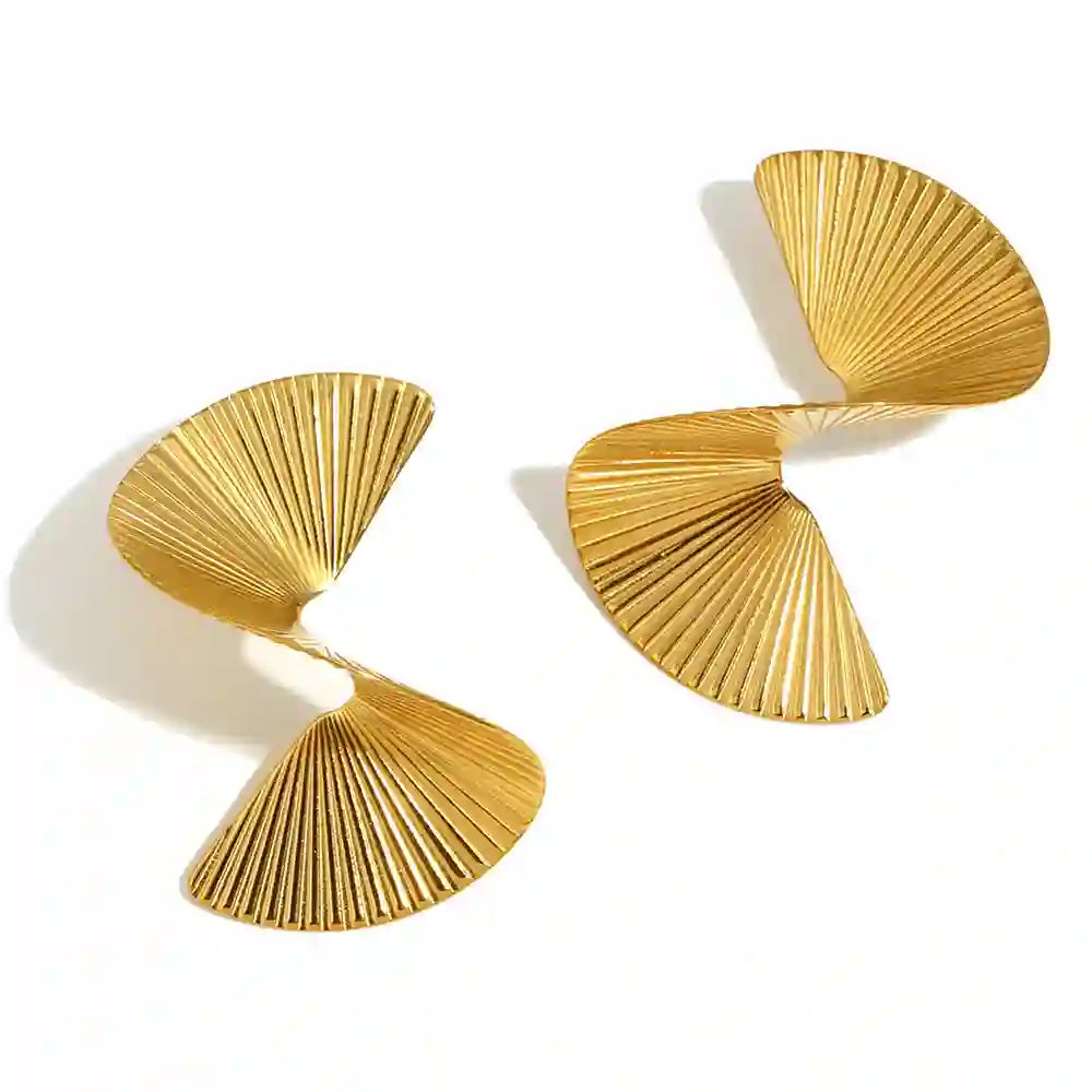 Buy Curvee Online - Twisted Hoops Spiral Earrings. 18k Gold Plated at Mithra and Co.