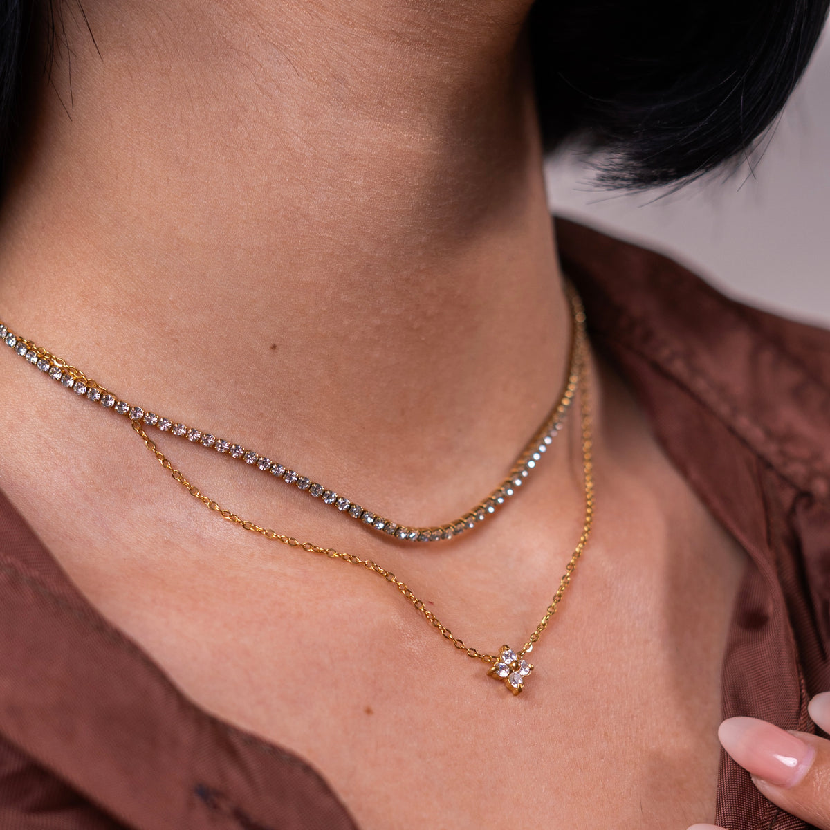 Double Drop Tennis Necklace