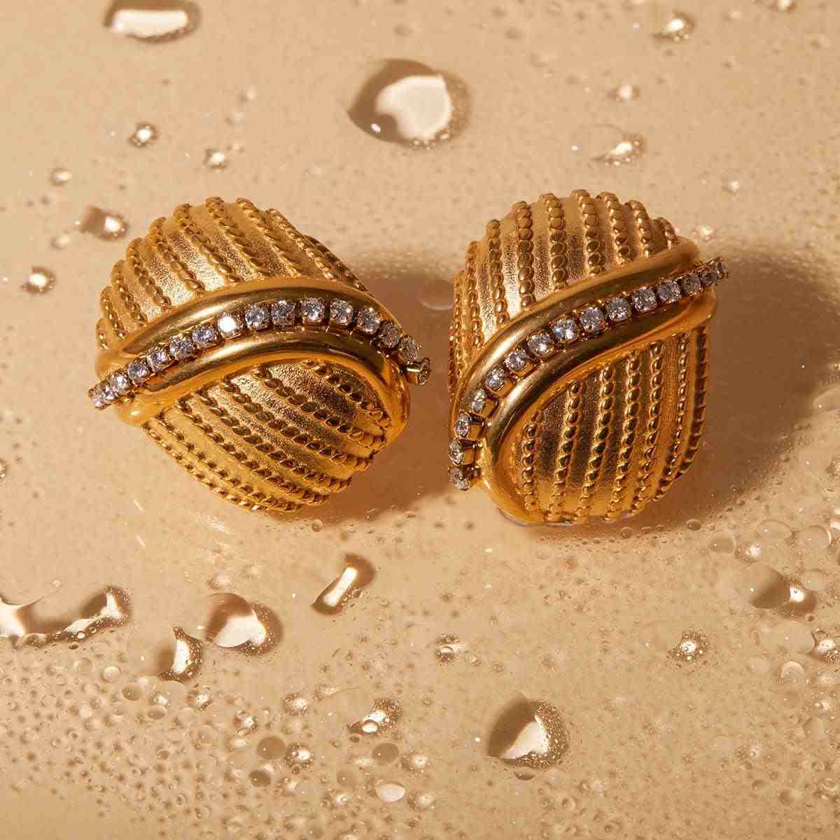 18k Gold Plated Zircon Strip Earrings Guardian. Shop Online at Mithra and Co.