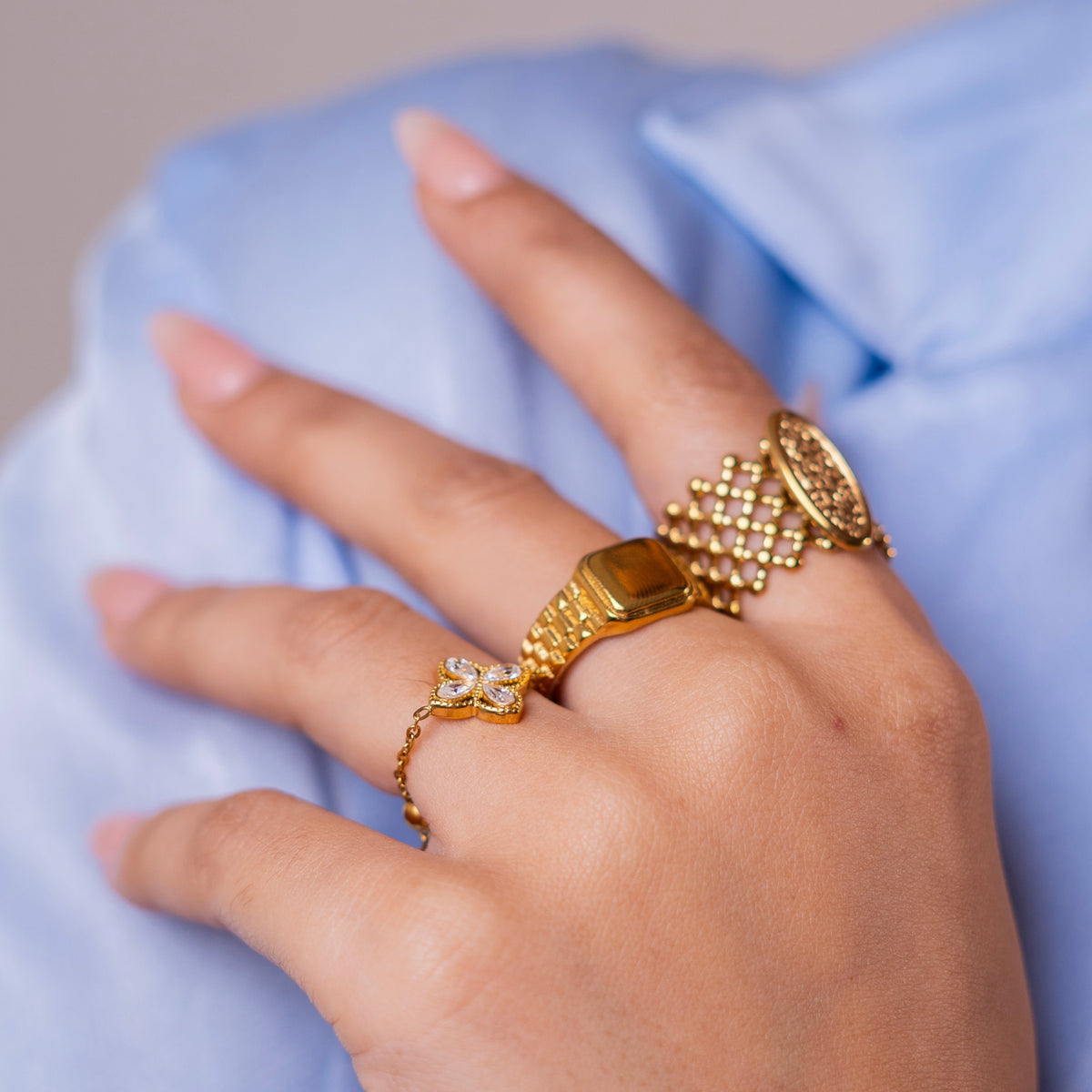 Quatrefoil Clover Chain Ring