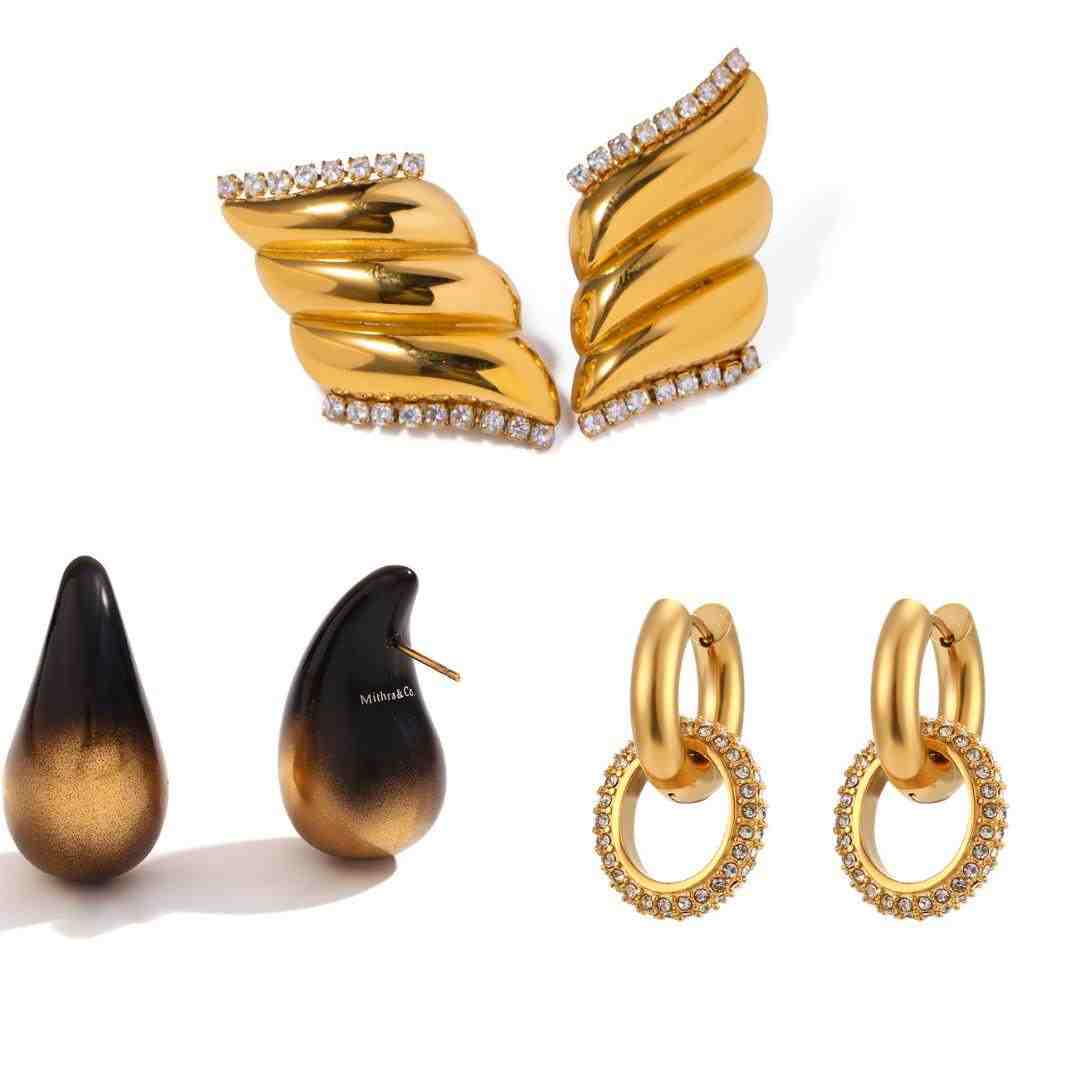 Modern Muse Set - Shop 18k Gold Plated Earrings Set Online at Mithra and Co.