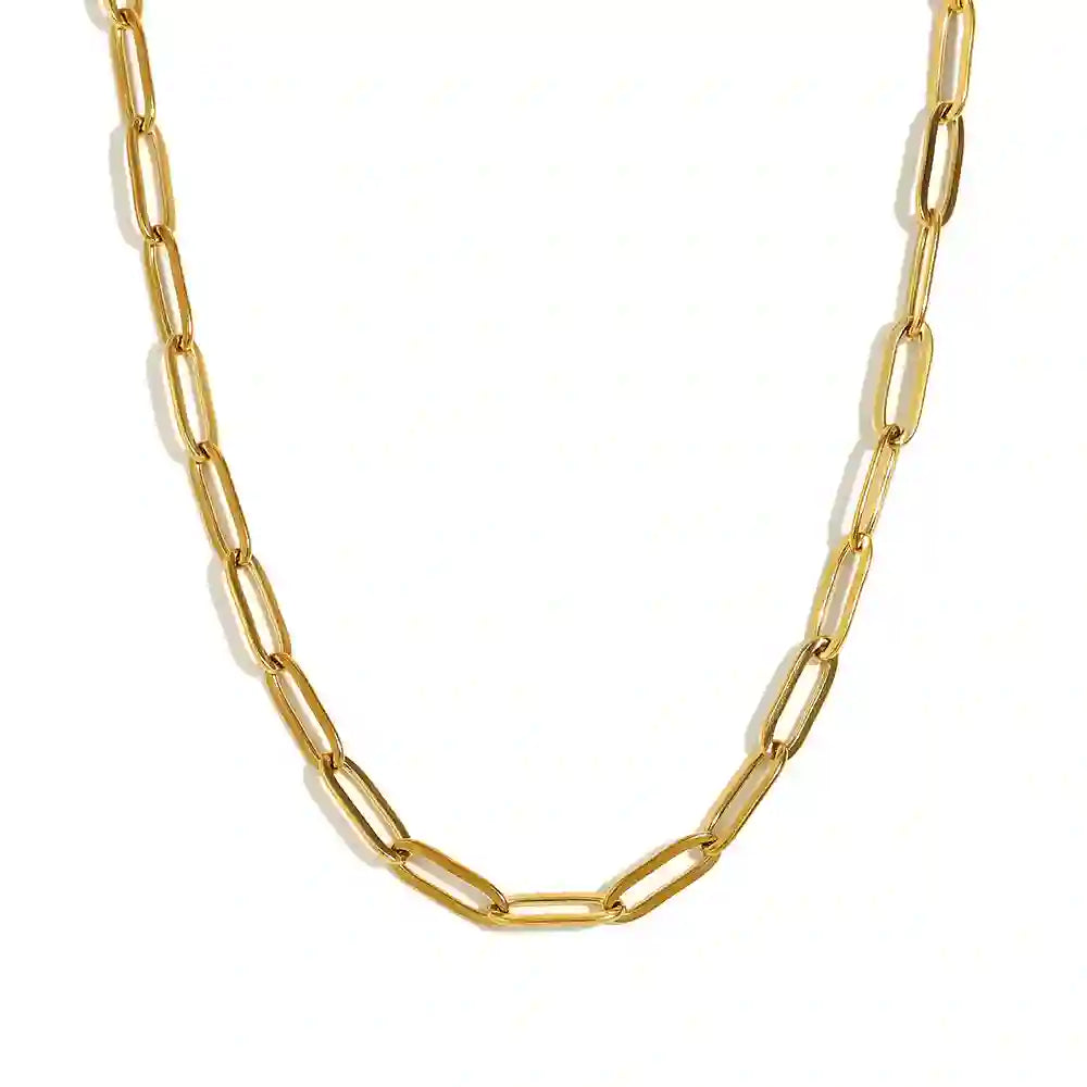 Mithra and Co's 18k Gold Plated Paperclip necklace.