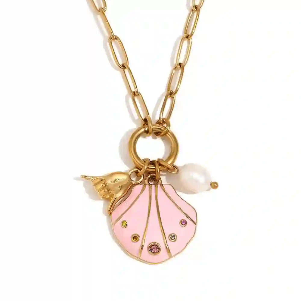 Coastal Essence - Beach Seashell Necklace. Buy 18k Gold Plated Charms at Mithra and Co.