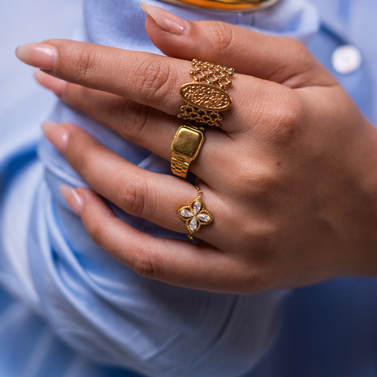 Quatrefoil Clover Chain Ring