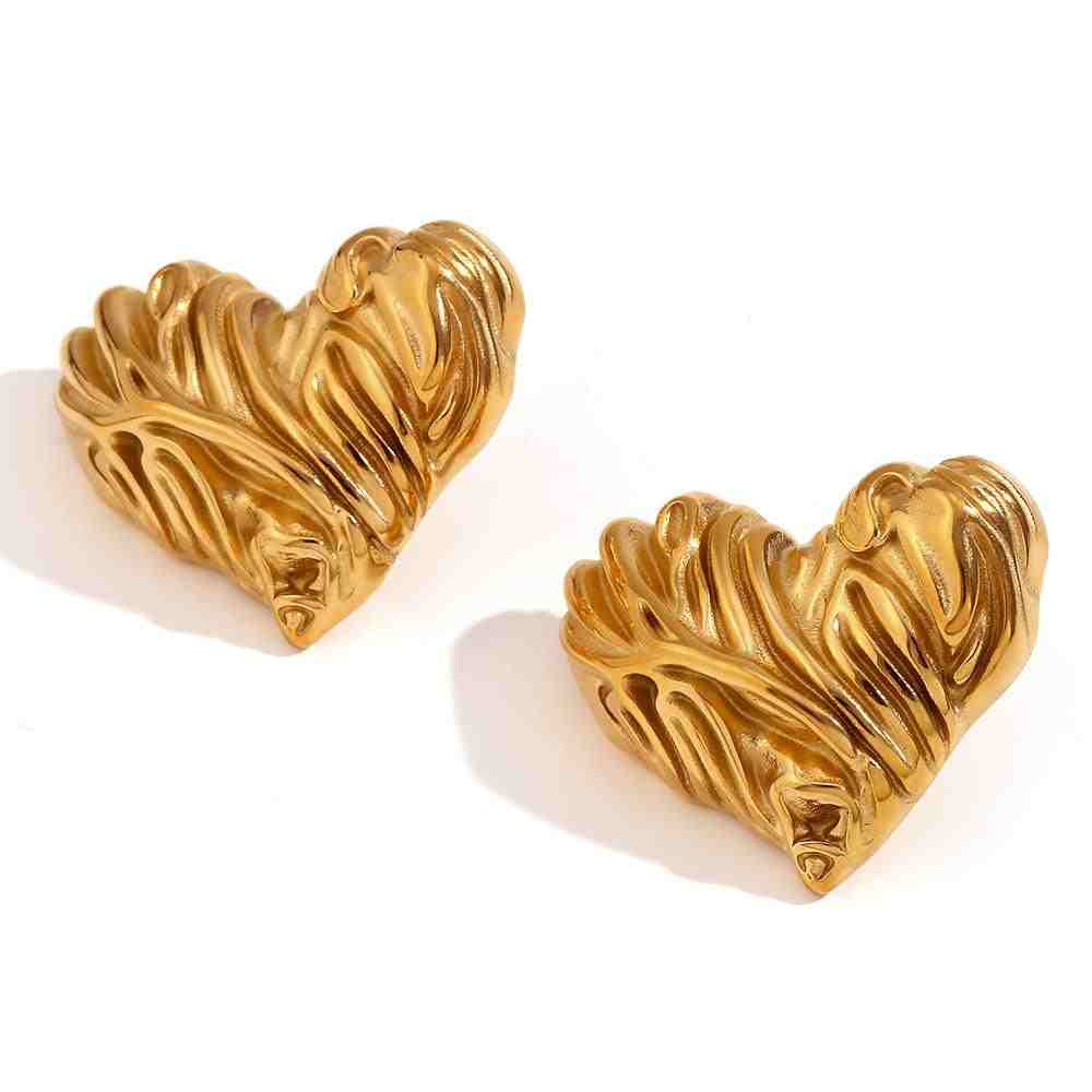 Elegant heart-shaped stud earrings: Mimosa. 18k Gold Plated. Shop at Mithra and Co.