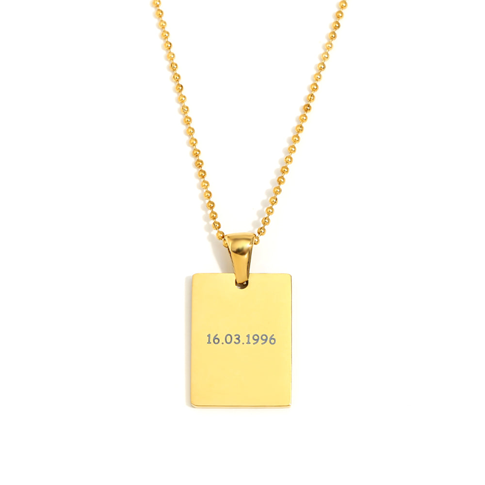 18k Gold plated Custom Square Gold Pendant – Personalized with Laser Engraving Shop Online - Mithra & Co