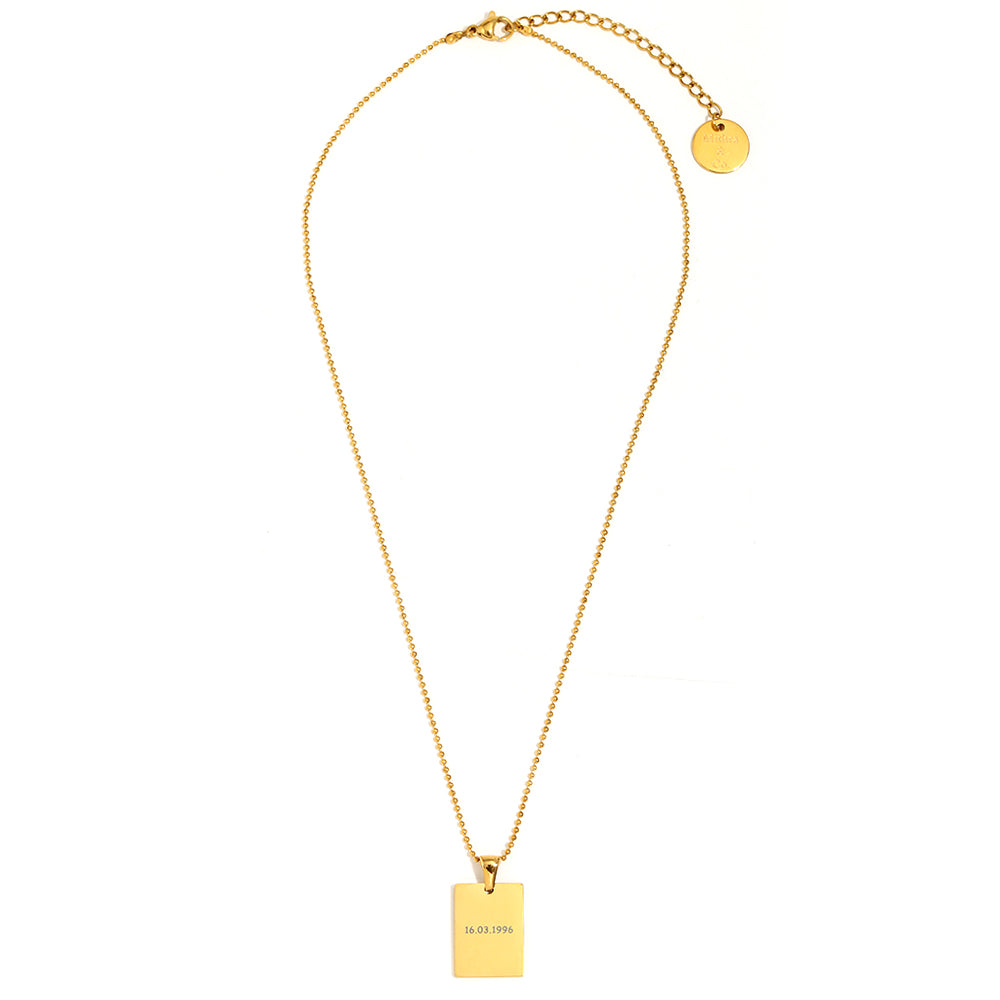 18k Gold plated Custom Square Gold Pendant – Personalized with Laser Engraving Shop Online - Mithra & Co