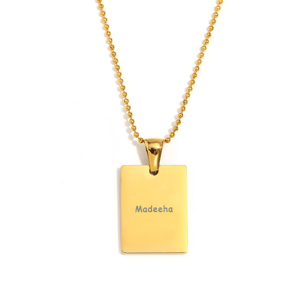 18k Gold plated Custom Square Gold Pendant – Personalized with Laser Engraving Shop Online - Mithra & Co