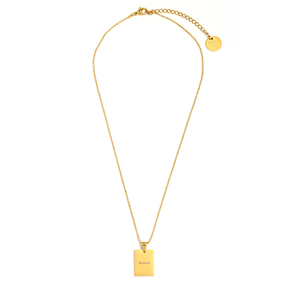 18k Gold plated Custom Square Gold Pendant – Personalized with Laser Engraving Shop Online - Mithra & Co