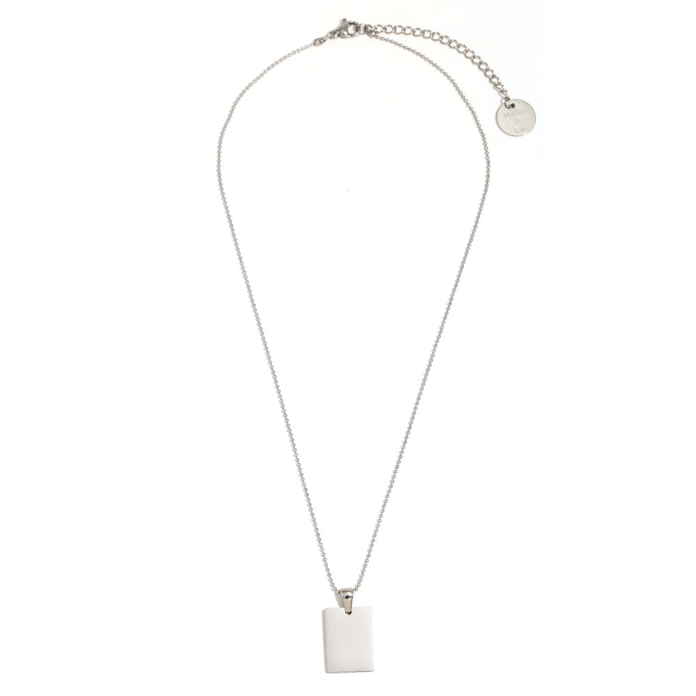 18k Gold plated Custom Square Silver Pendant – Personalized with Laser Engraving Shop Online - Mithra & Co