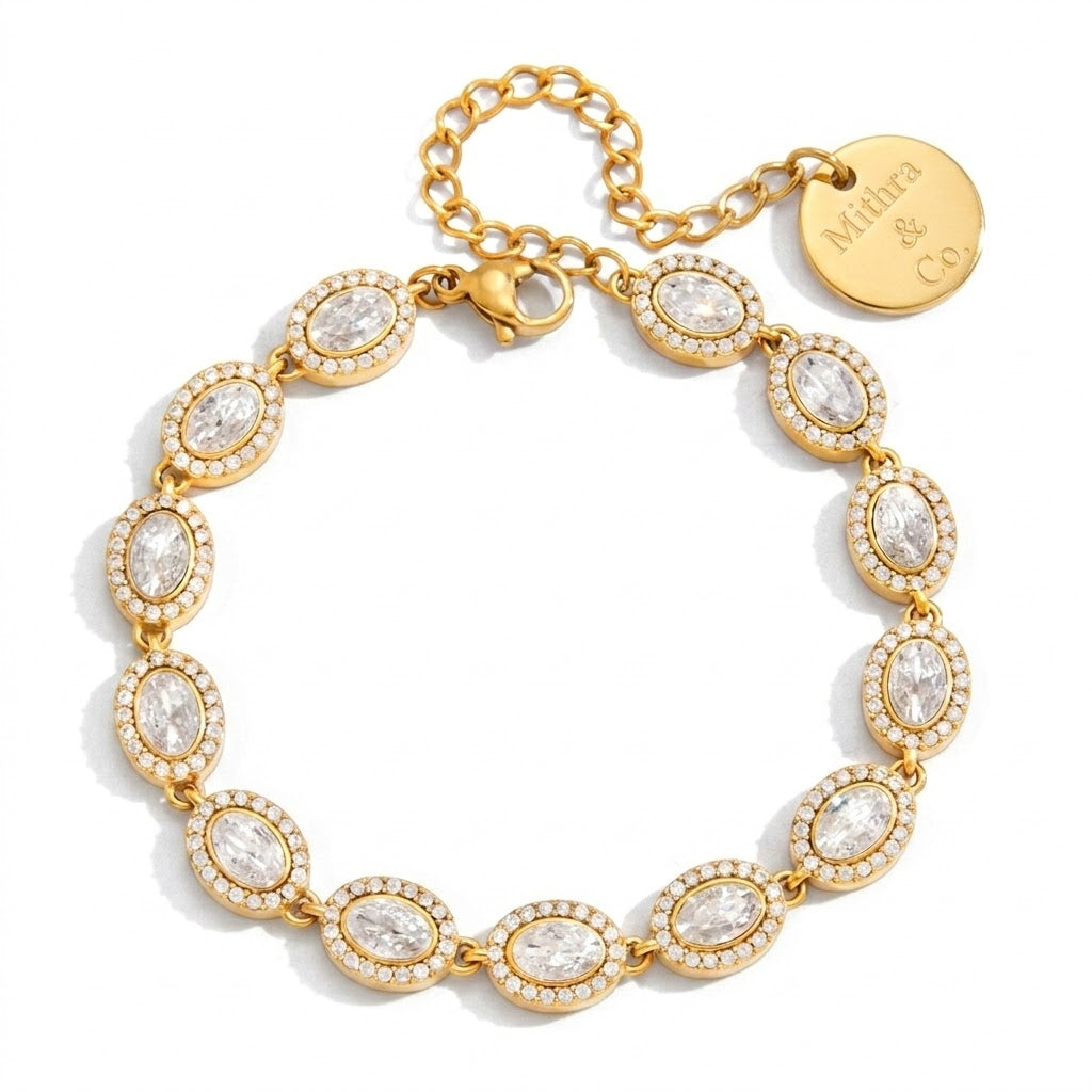 Oval Halo Tennis Bracelet