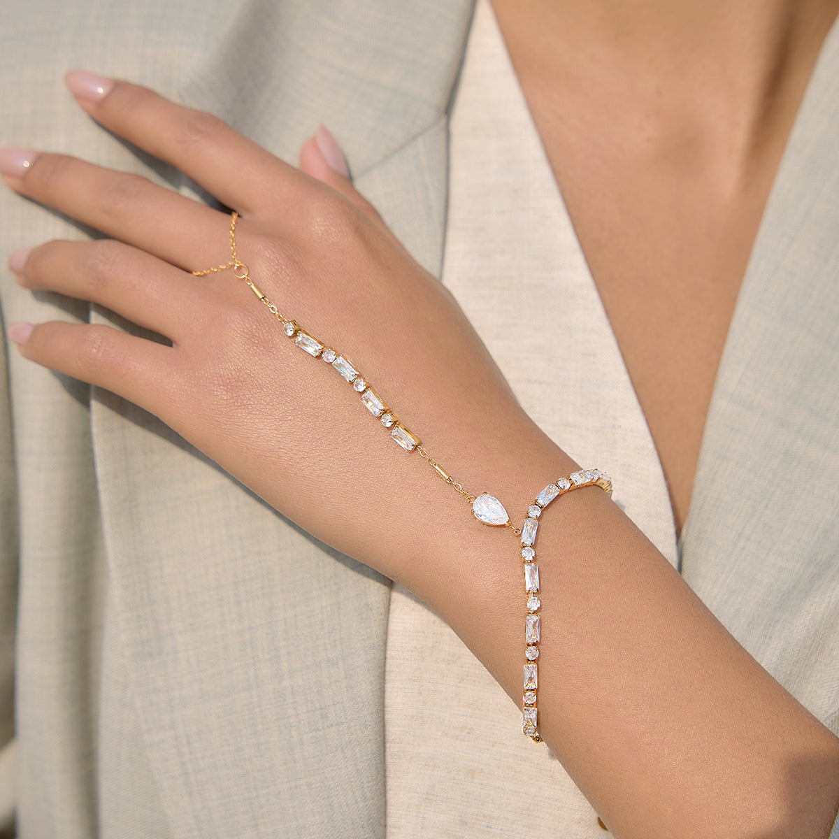 Crystal Baguette Hand Chain