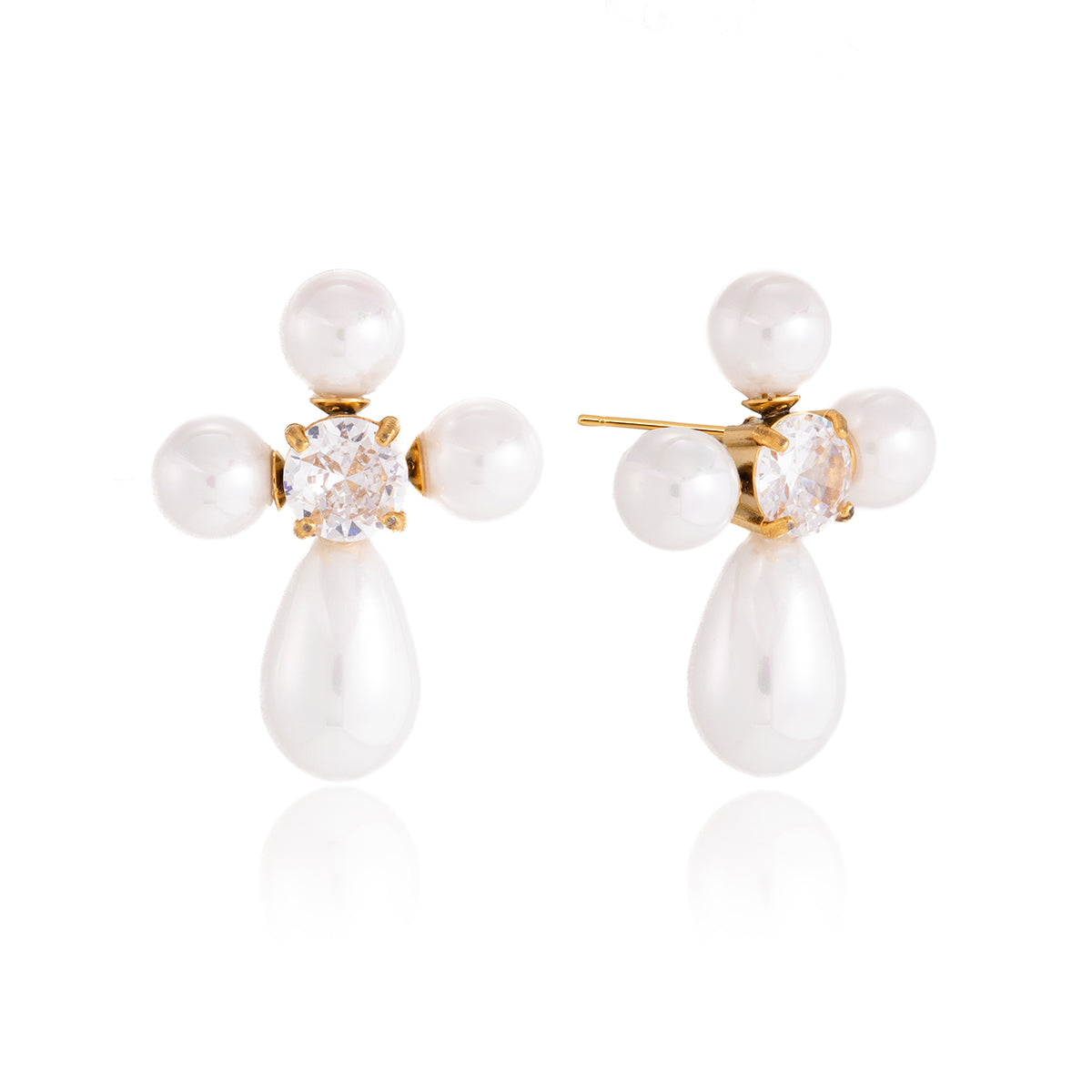 Pearl Crown Drop Earrings