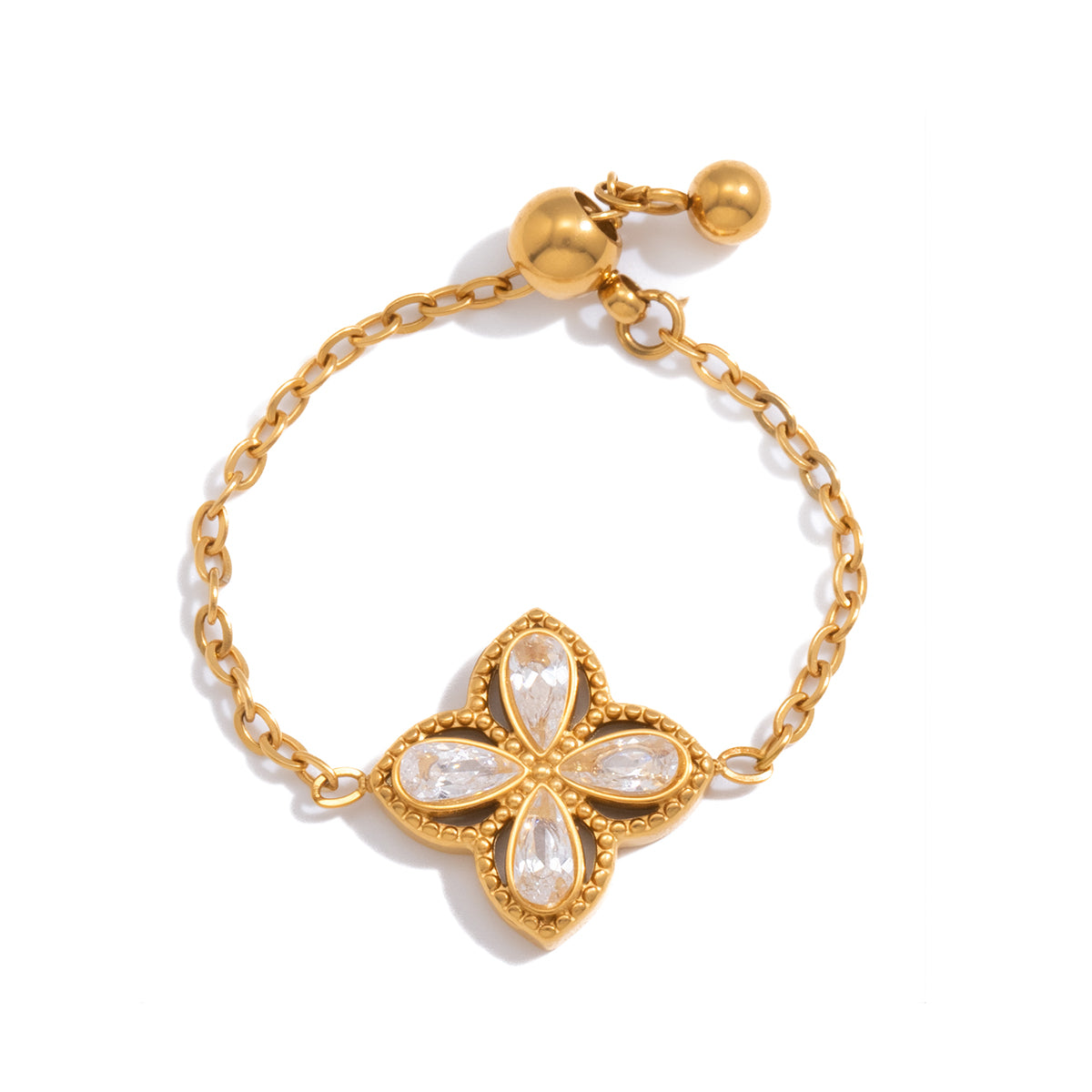 Quatrefoil Clover Chain Ring
