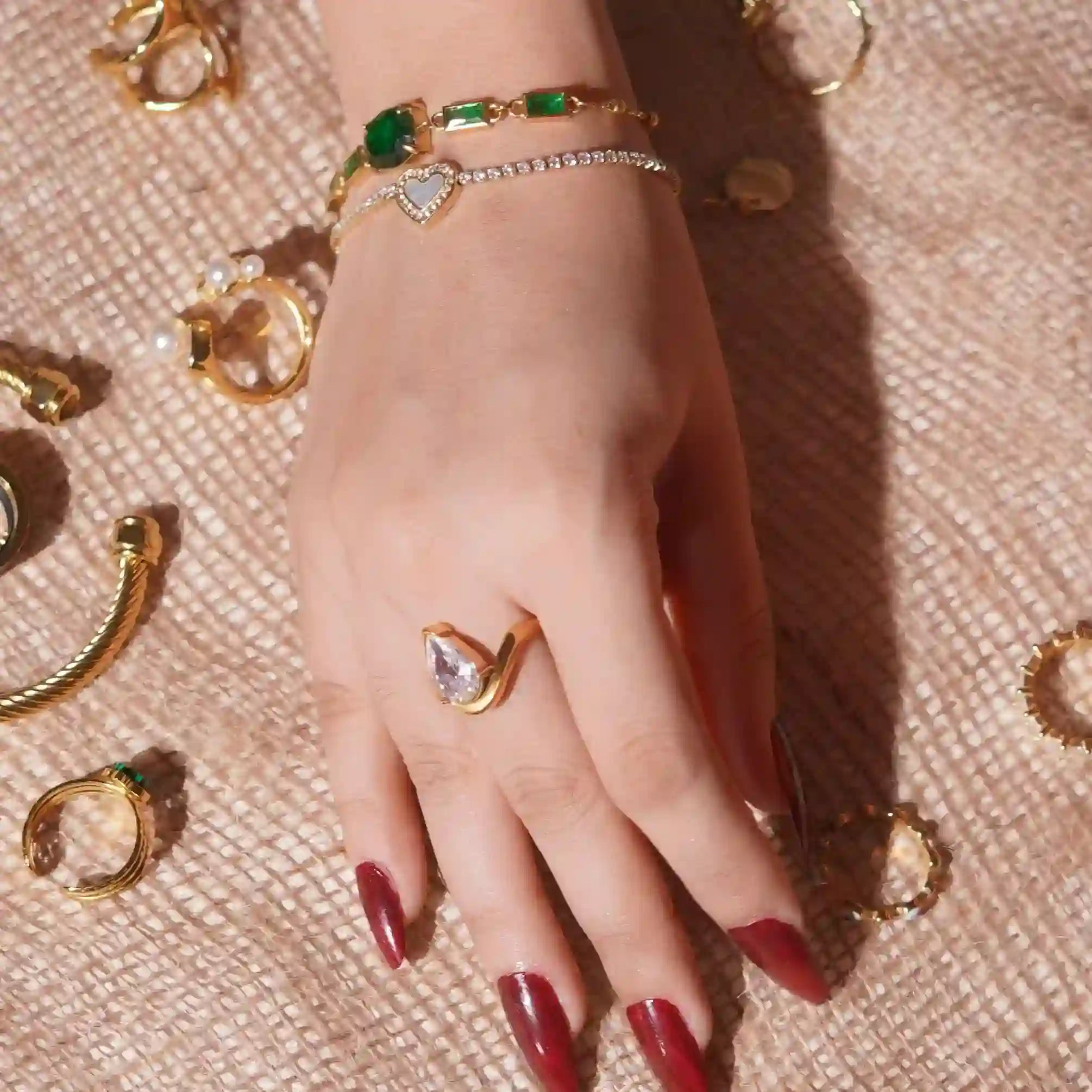 Girl wearing Gold Plated Heart Bracelet