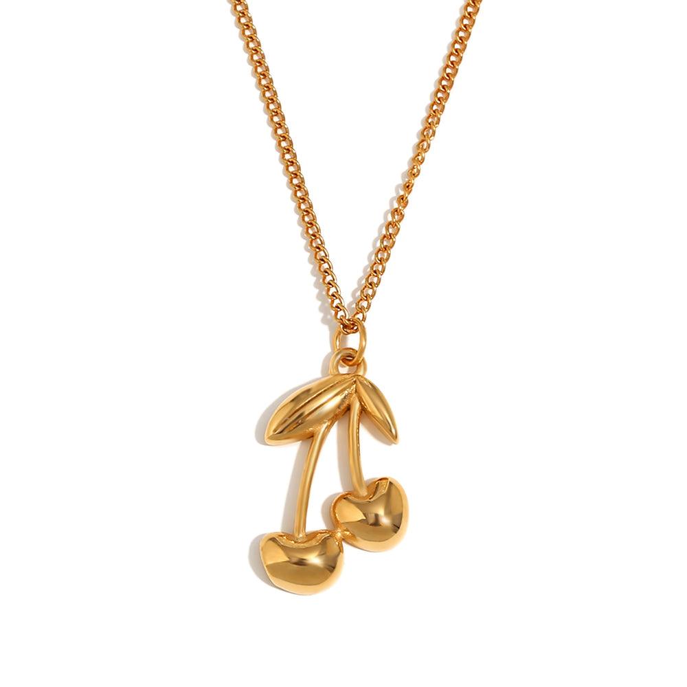 Playful Cherry Pendant Fine Chain - 18k Gold Plated Necklace Online at Mithra and Co.