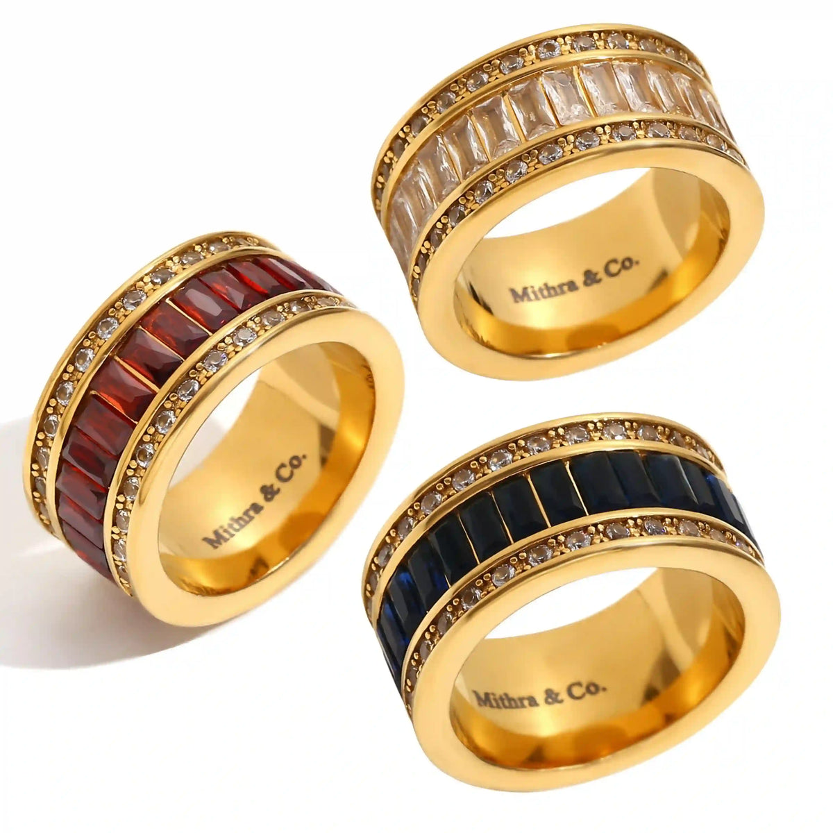 18k gold plated eclipse band rings in 3 colors - Shop Online in Pakistan at Mithra and Co.