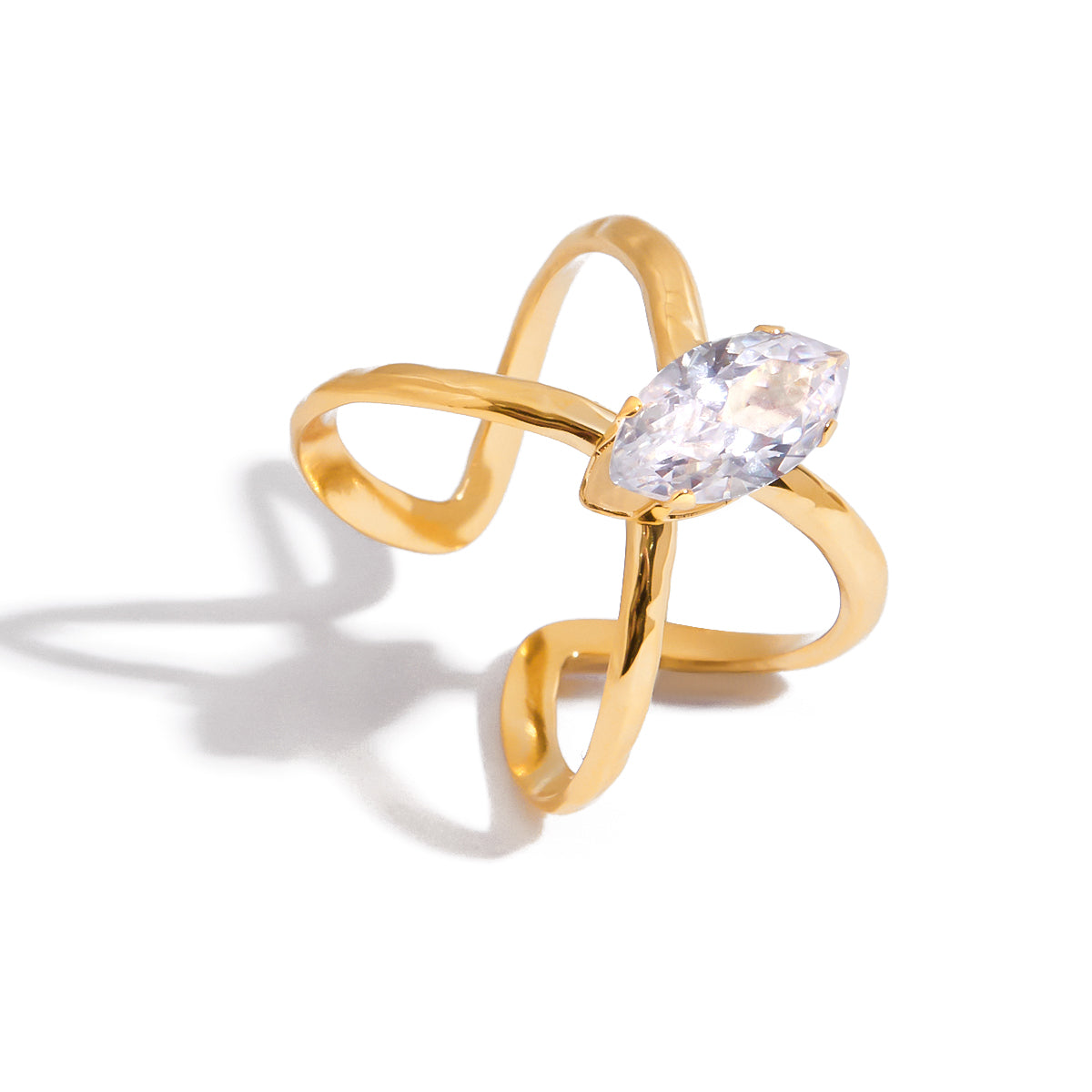 Clear Arc Ring – Open Solitaire Geometric Zircon Ring