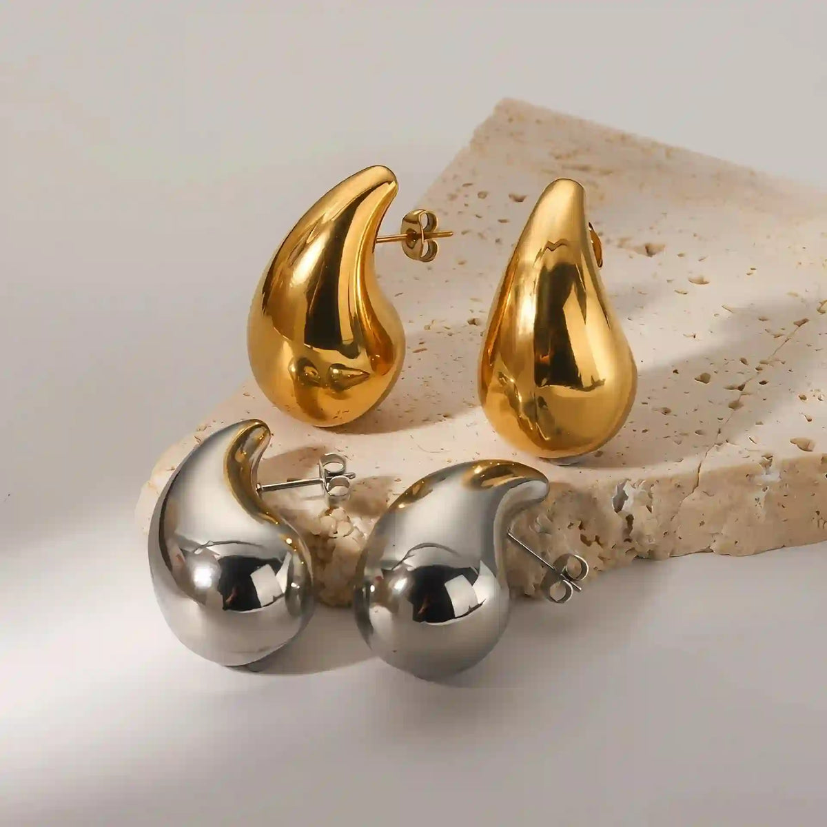 Teardrop Earrings 18k Gold & Silver Plated - Loe. Buy Online at Mithra and Co.