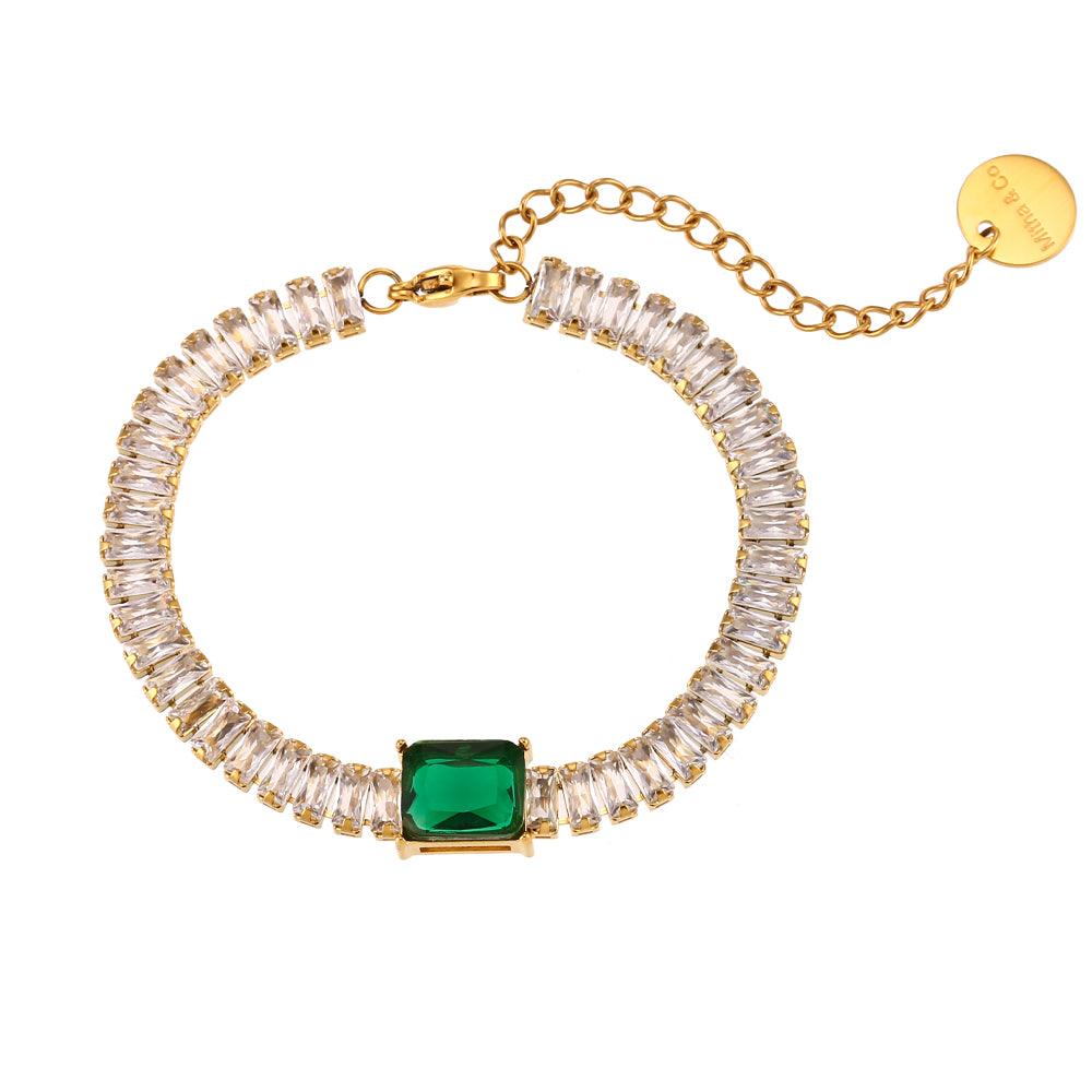 18k Gold plated Emerald Bracelet Shop Online - Mithra and Co.